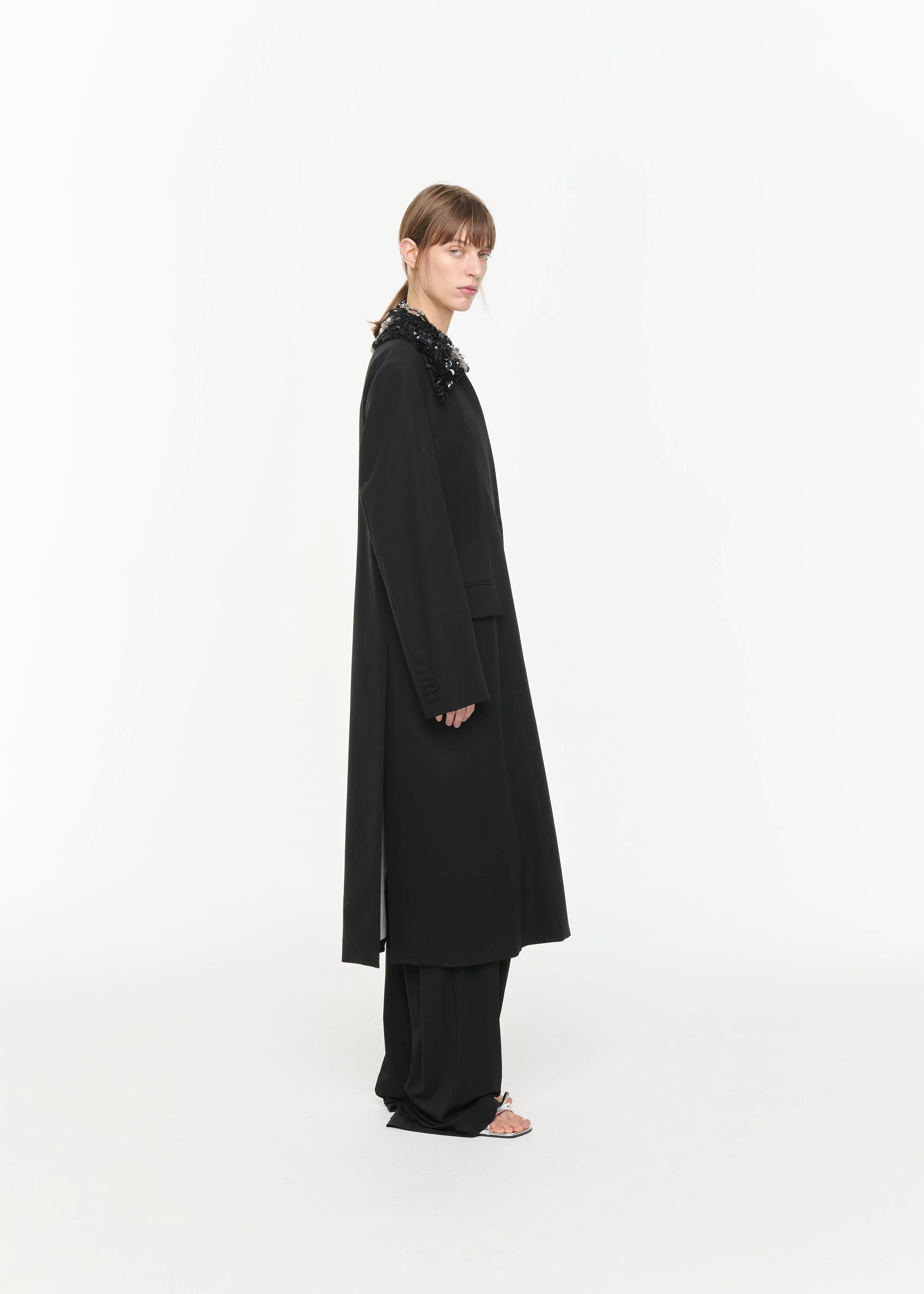 DOUBLE BREASTED BLACK COTTON COAT sold by Plan C product image thumbnail 4