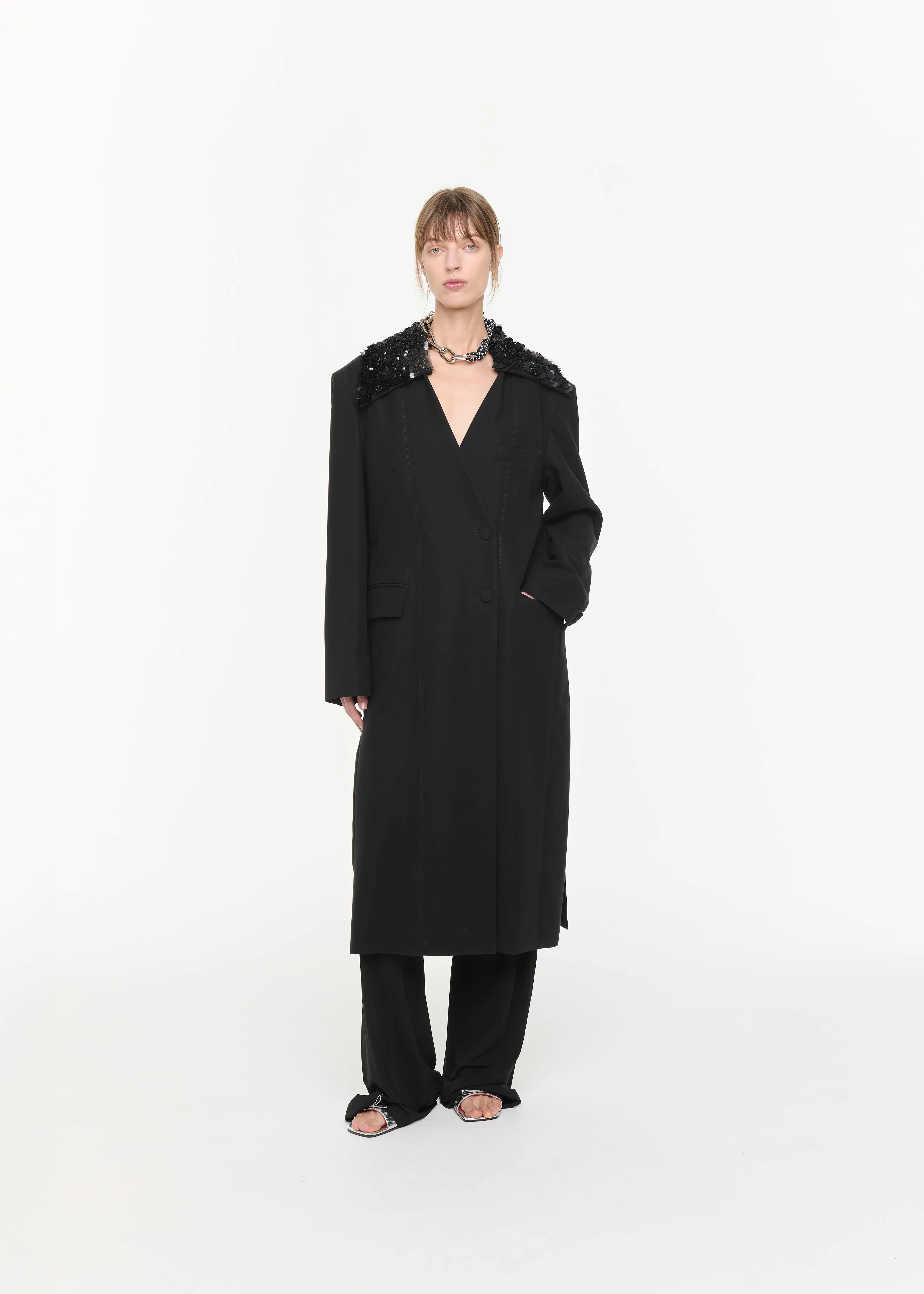 DOUBLE BREASTED BLACK COTTON COAT sold by Plan C product image thumbnail 2