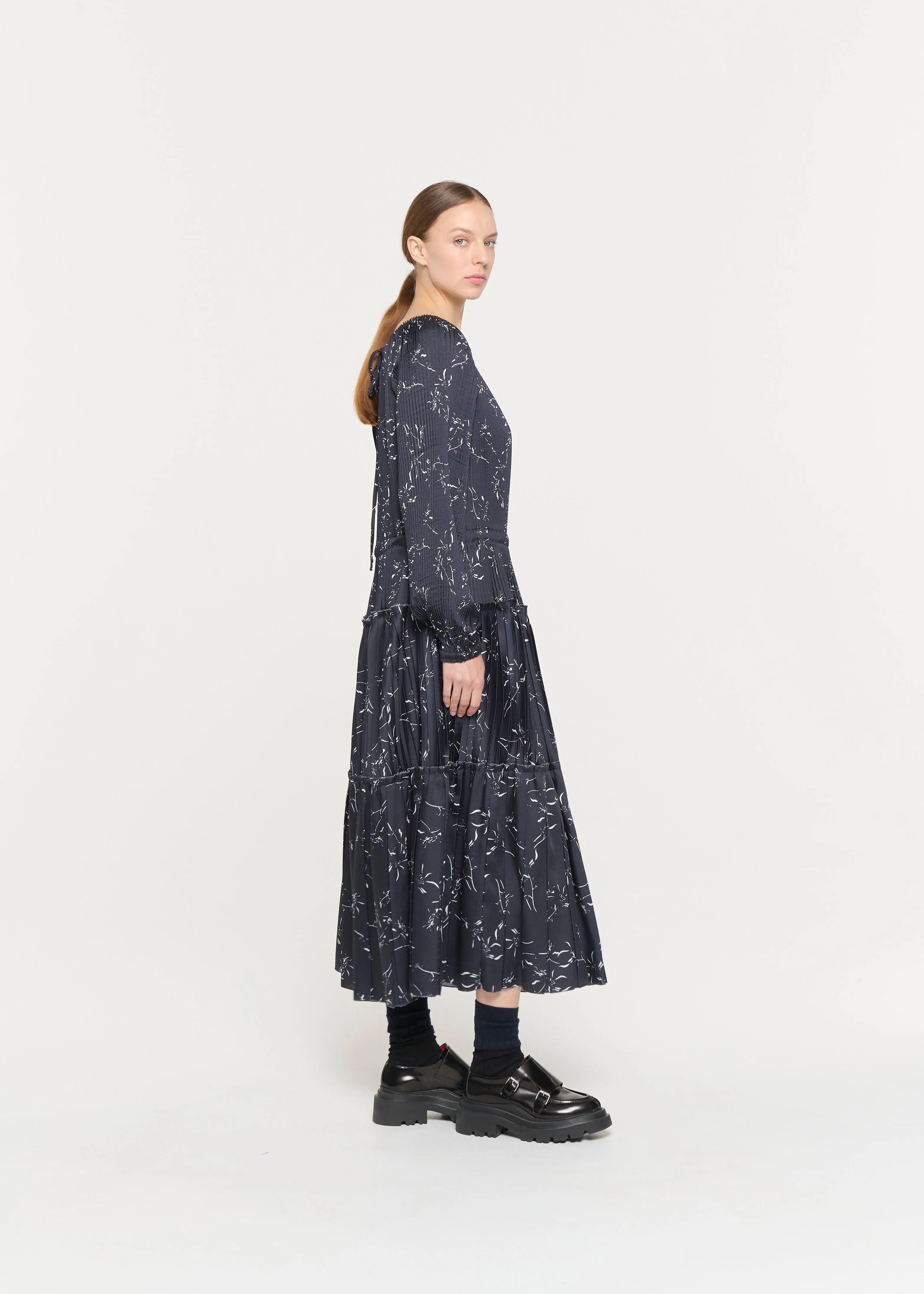 FLOWER PRINT PLEATED DRESS sold by Plan C product image thumbnail 5