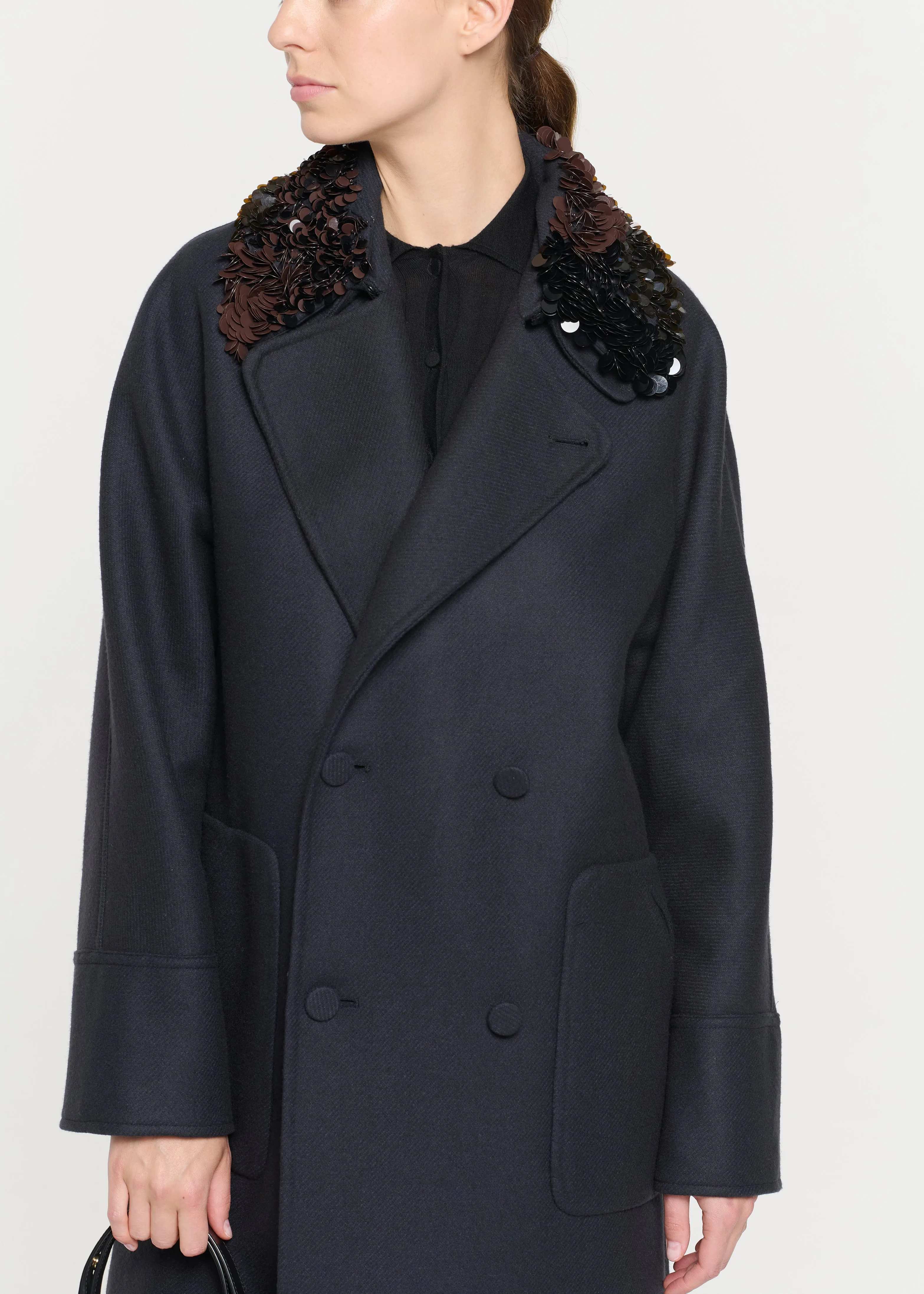 BLUE BLACK DOUBLE-BREASTED COAT sold by Plan C product image thumbnail 2