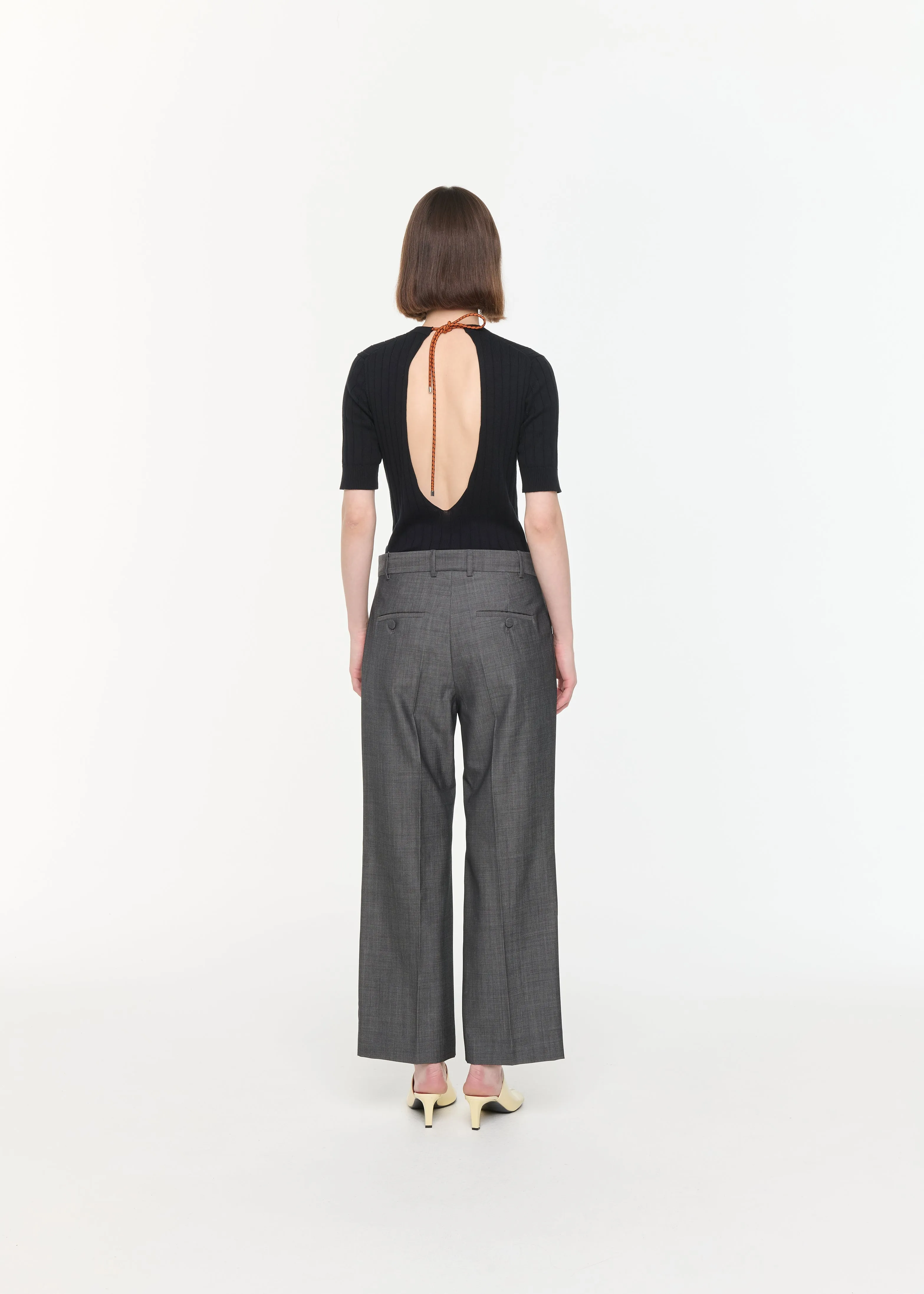 GREY MELANGE FLARED PANTS sold by Plan C product image thumbnail 4