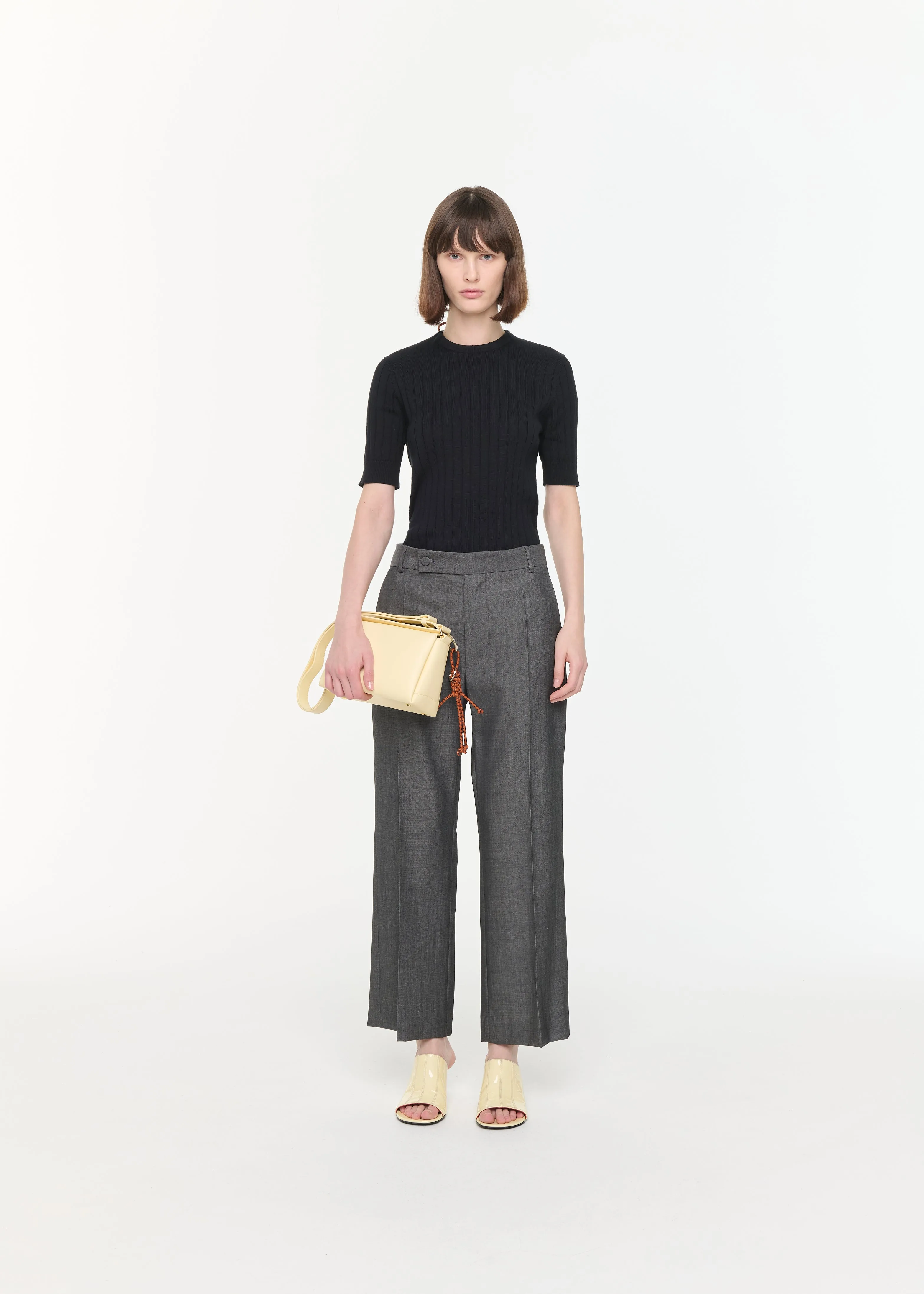 GREY MELANGE FLARED PANTS sold by Plan C product image thumbnail 5