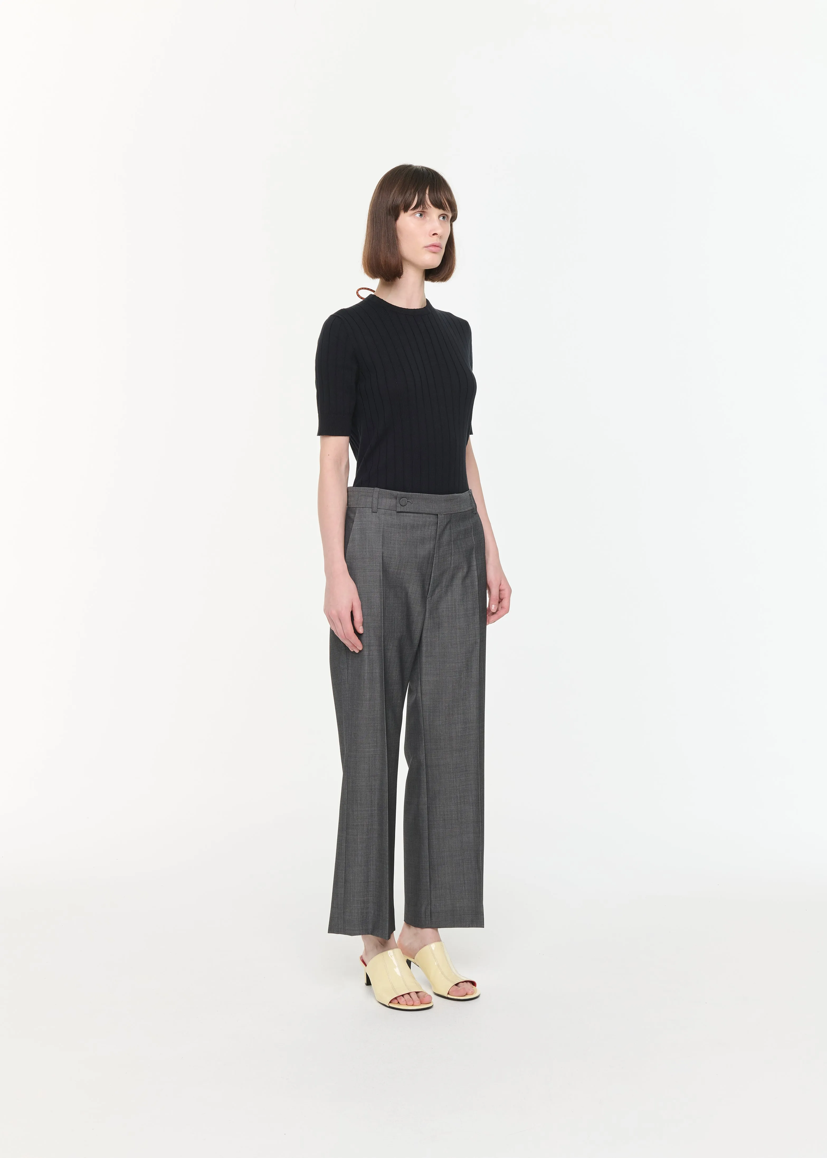 GREY MELANGE FLARED PANTS sold by Plan C product image thumbnail 2