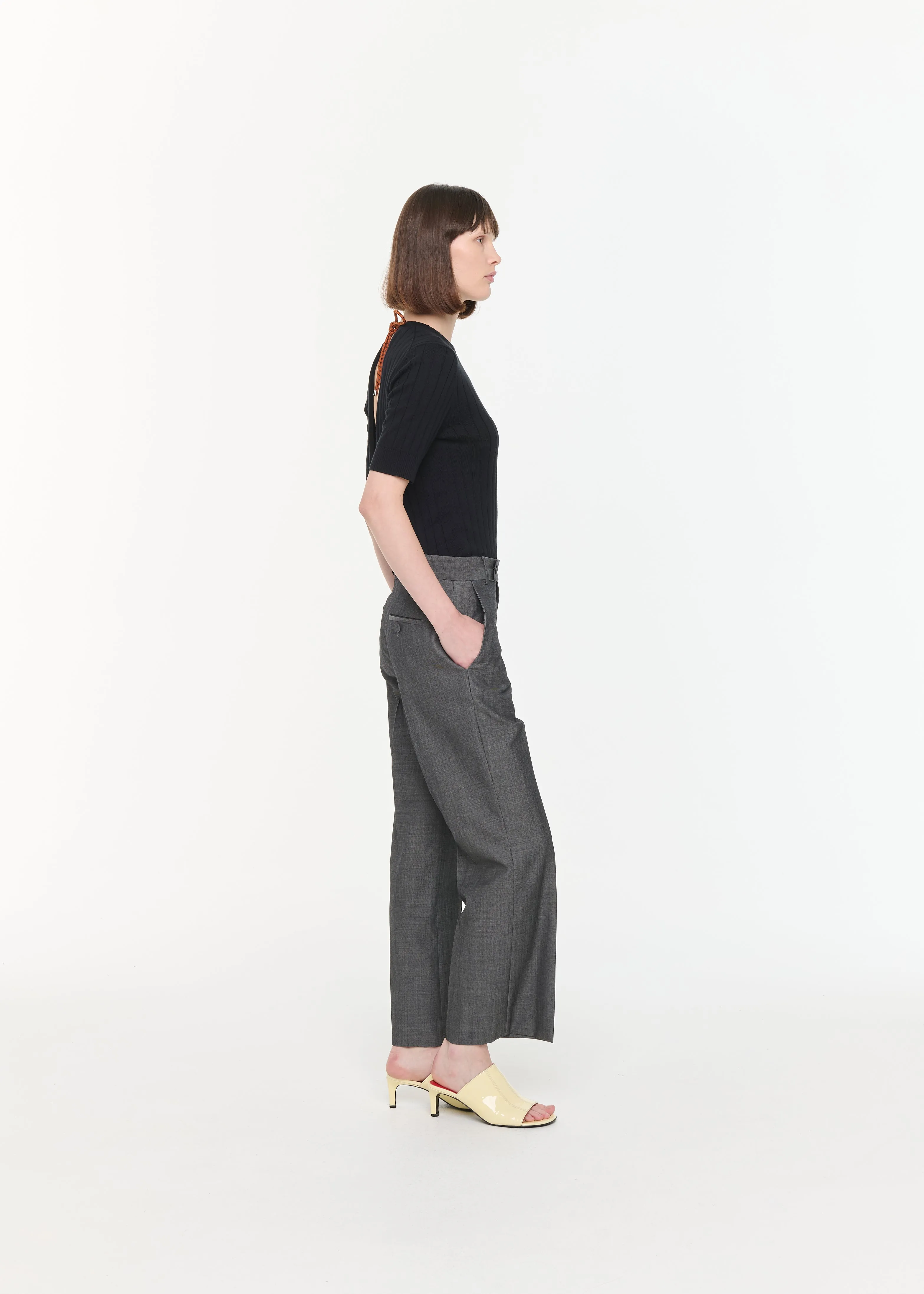 GREY MELANGE FLARED PANTS sold by Plan C product image thumbnail 3