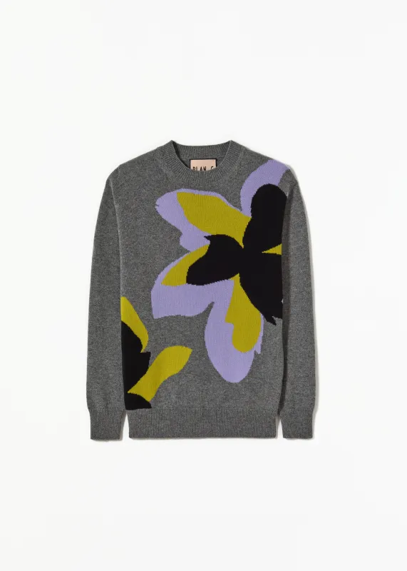 FLOWER PRINT CASHMERE SWEATER made by Plan C