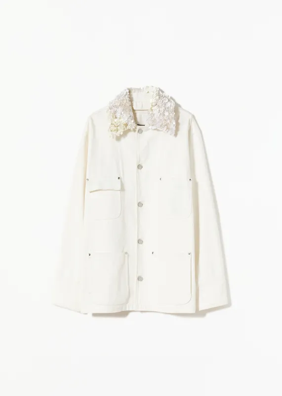 WHITE DRILL JACKET WITH SEQUINS made by Plan C