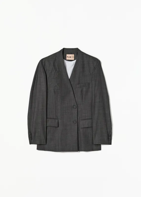 DOUBLE BREASTED MELANGE GREY BLAZER made by Plan C
