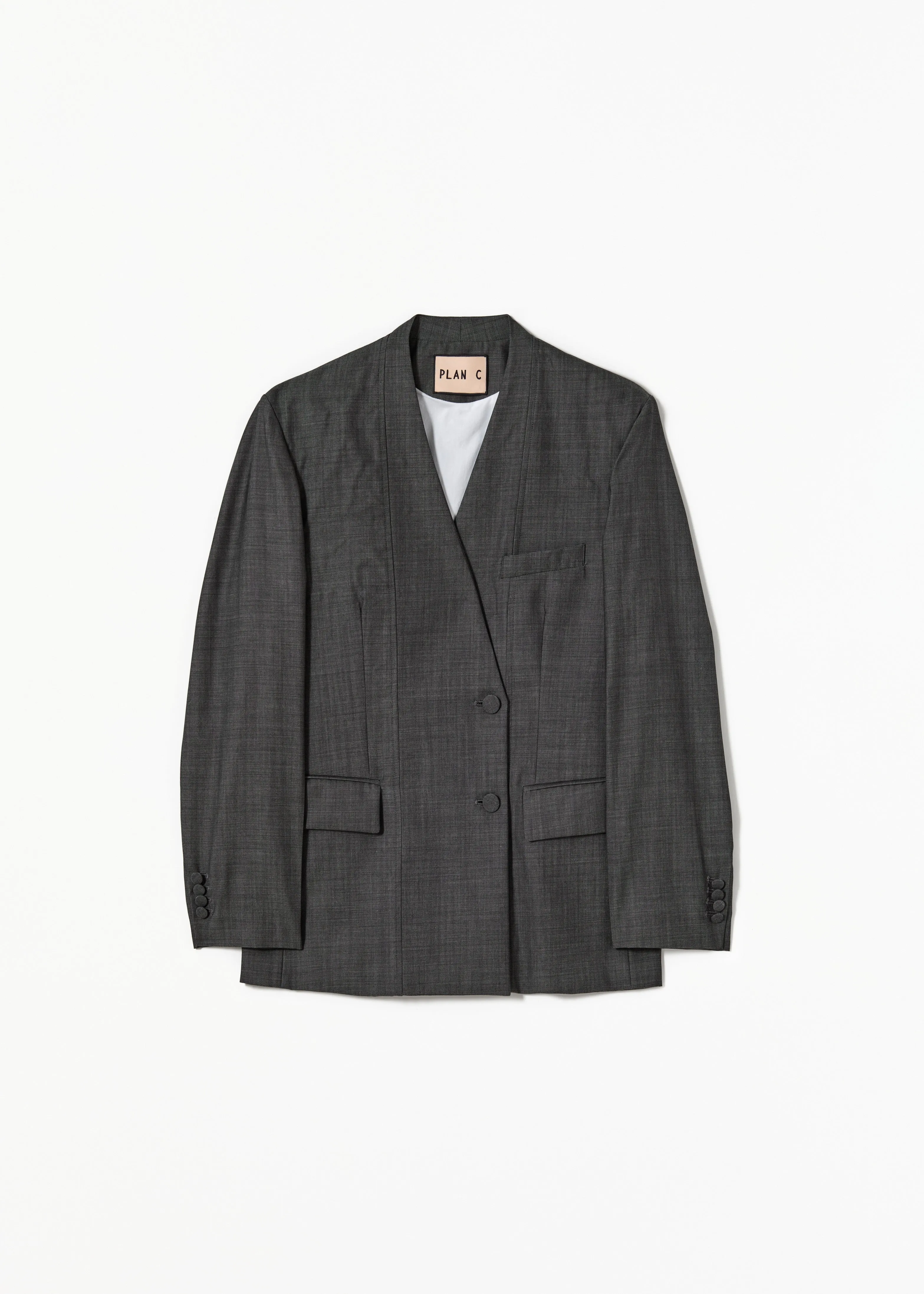 DOUBLE BREASTED MELANGE GREY BLAZER sold by Plan C