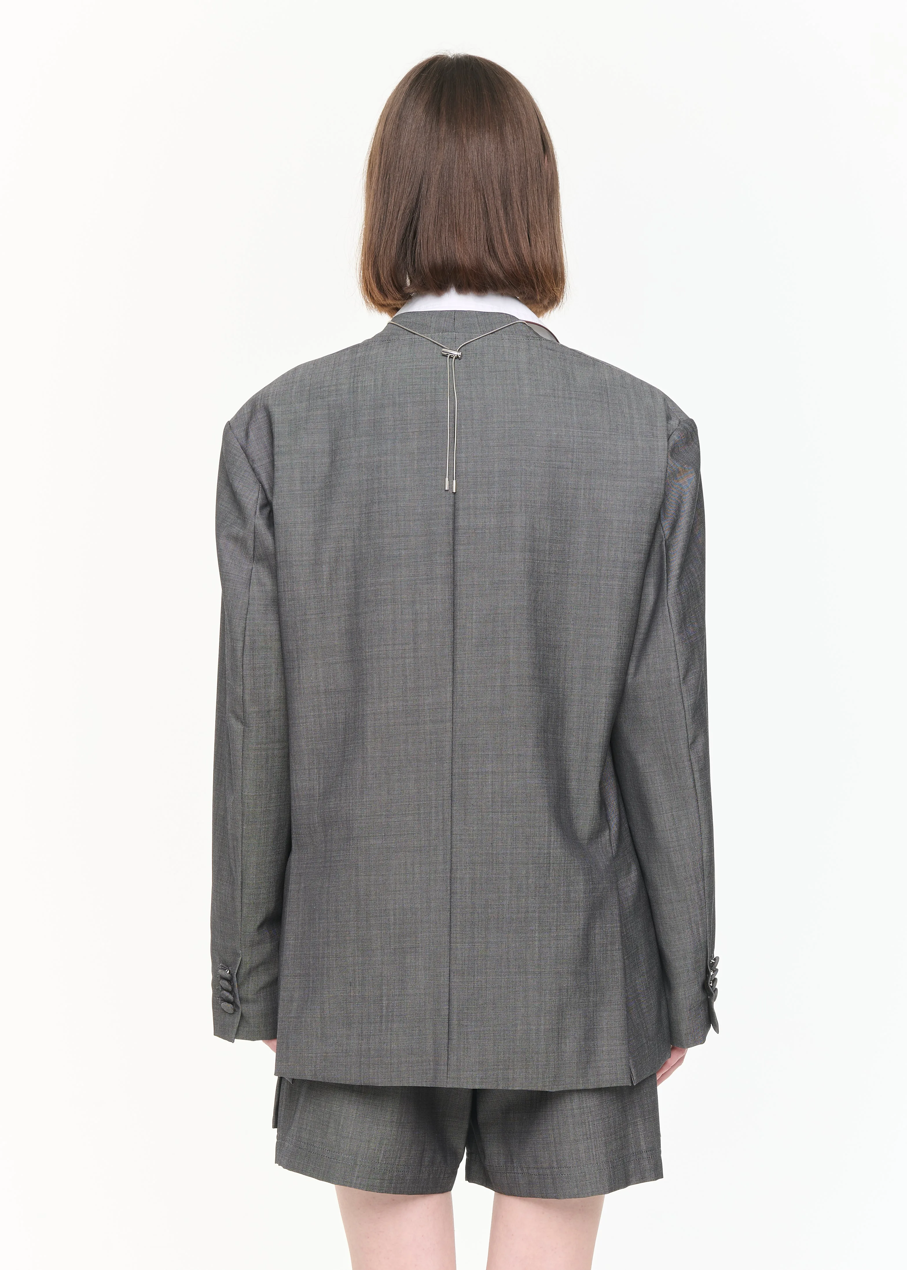 DOUBLE BREASTED MELANGE GREY BLAZER sold by Plan C product image thumbnail 5