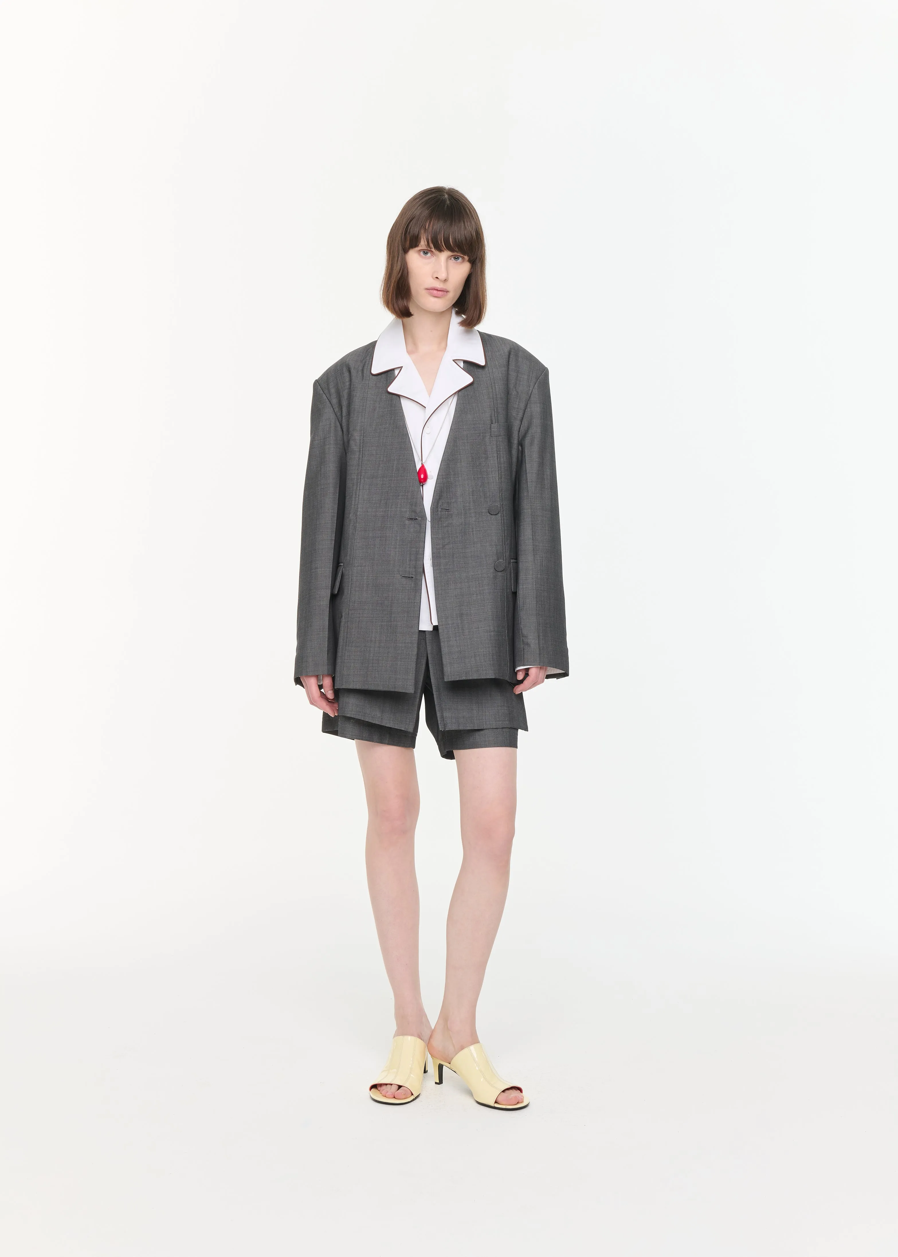 DOUBLE BREASTED MELANGE GREY BLAZER sold by Plan C product image thumbnail 2