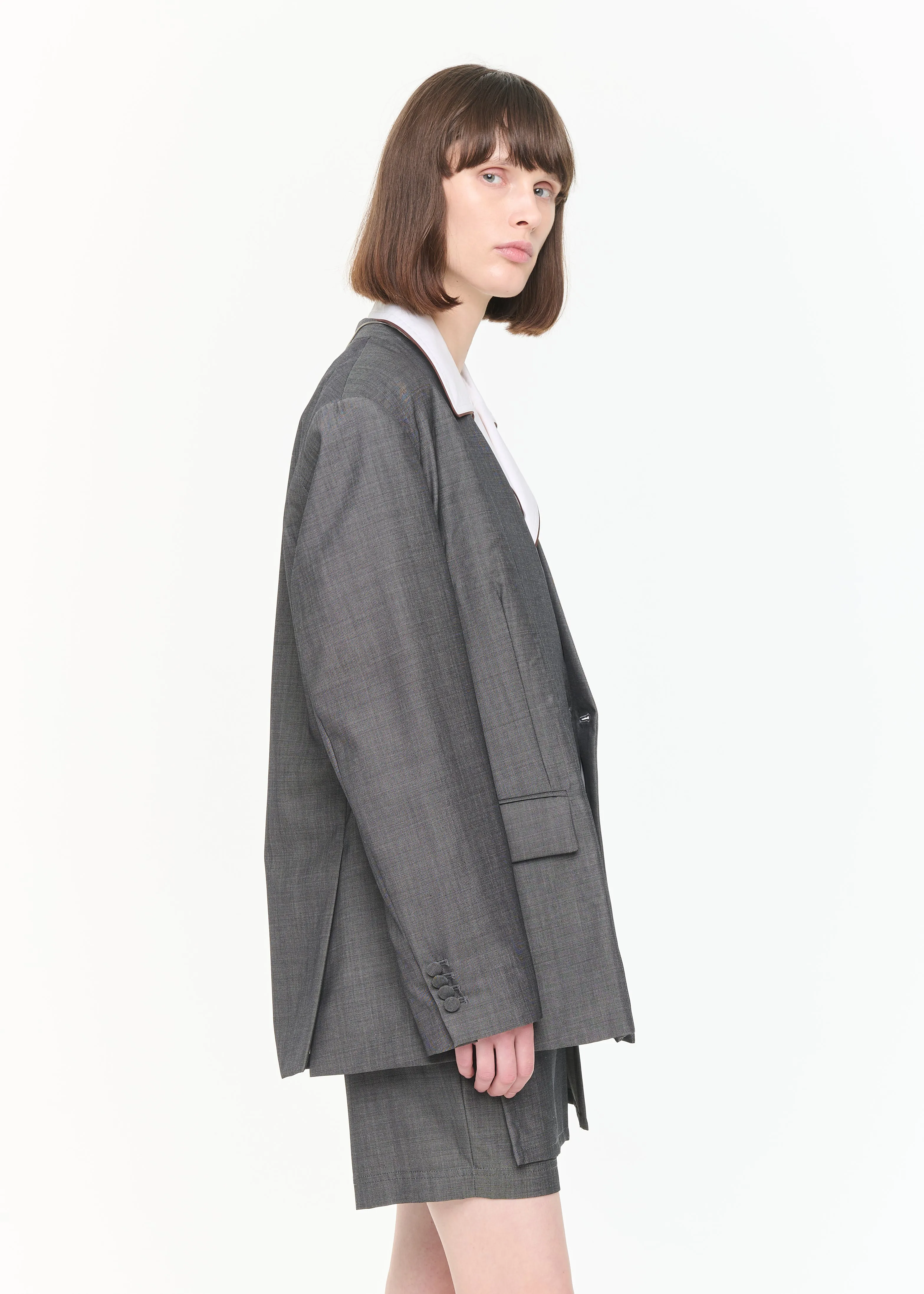 DOUBLE BREASTED MELANGE GREY BLAZER sold by Plan C product image thumbnail 4