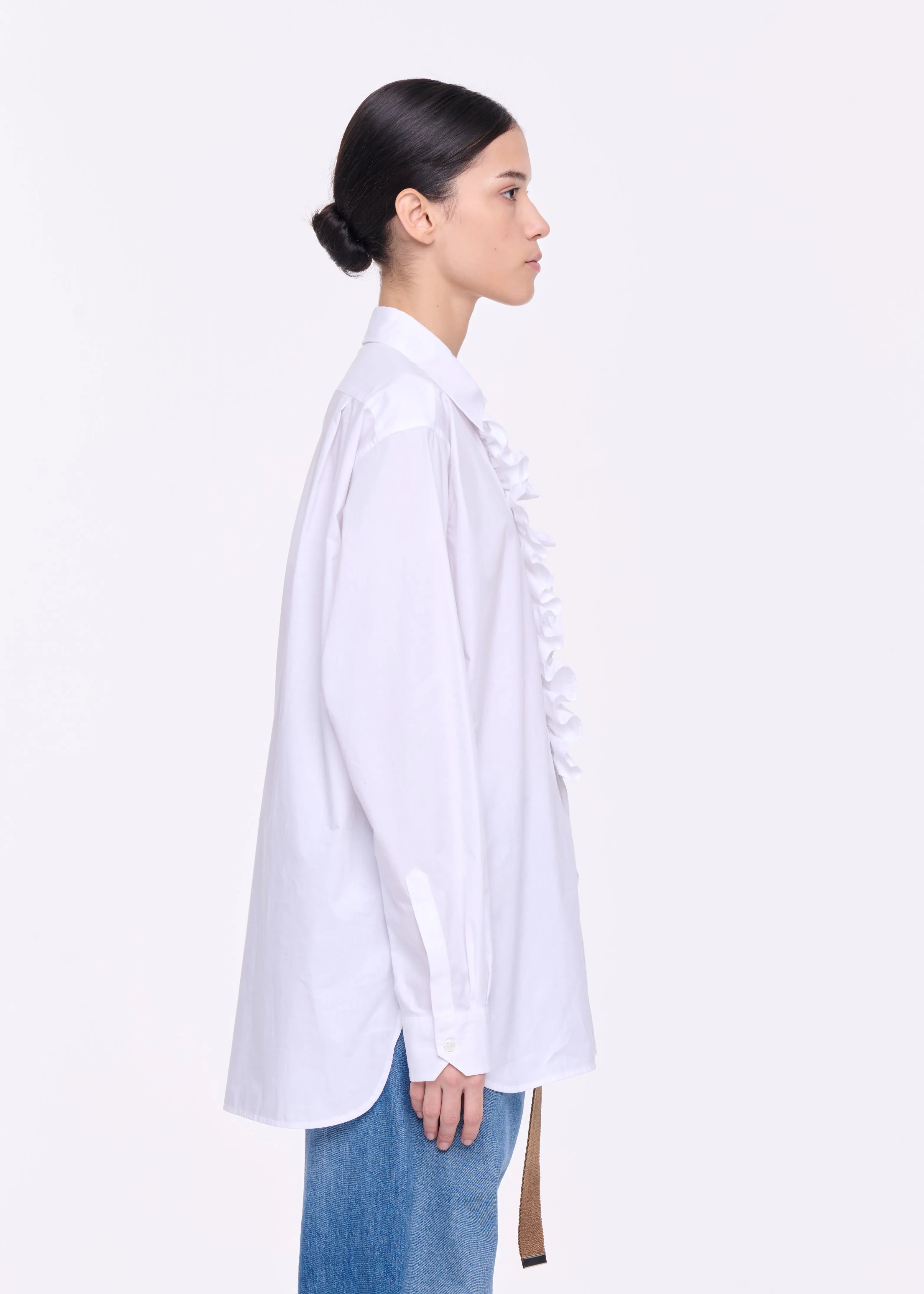 WHITE POPLIN RUFFLE SHIRT sold by Plan C product image thumbnail 5