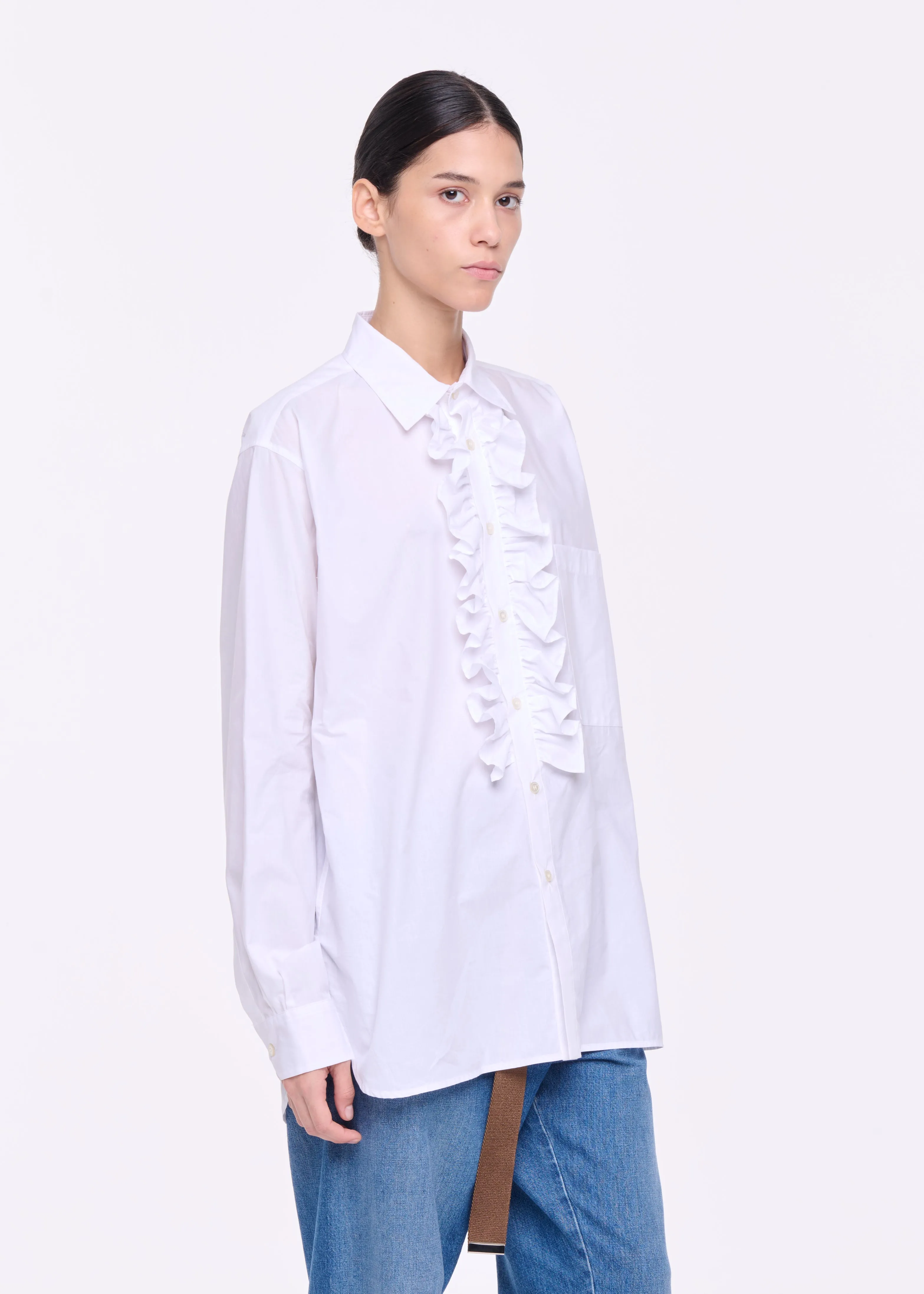 WHITE POPLIN RUFFLE SHIRT sold by Plan C product image thumbnail 4