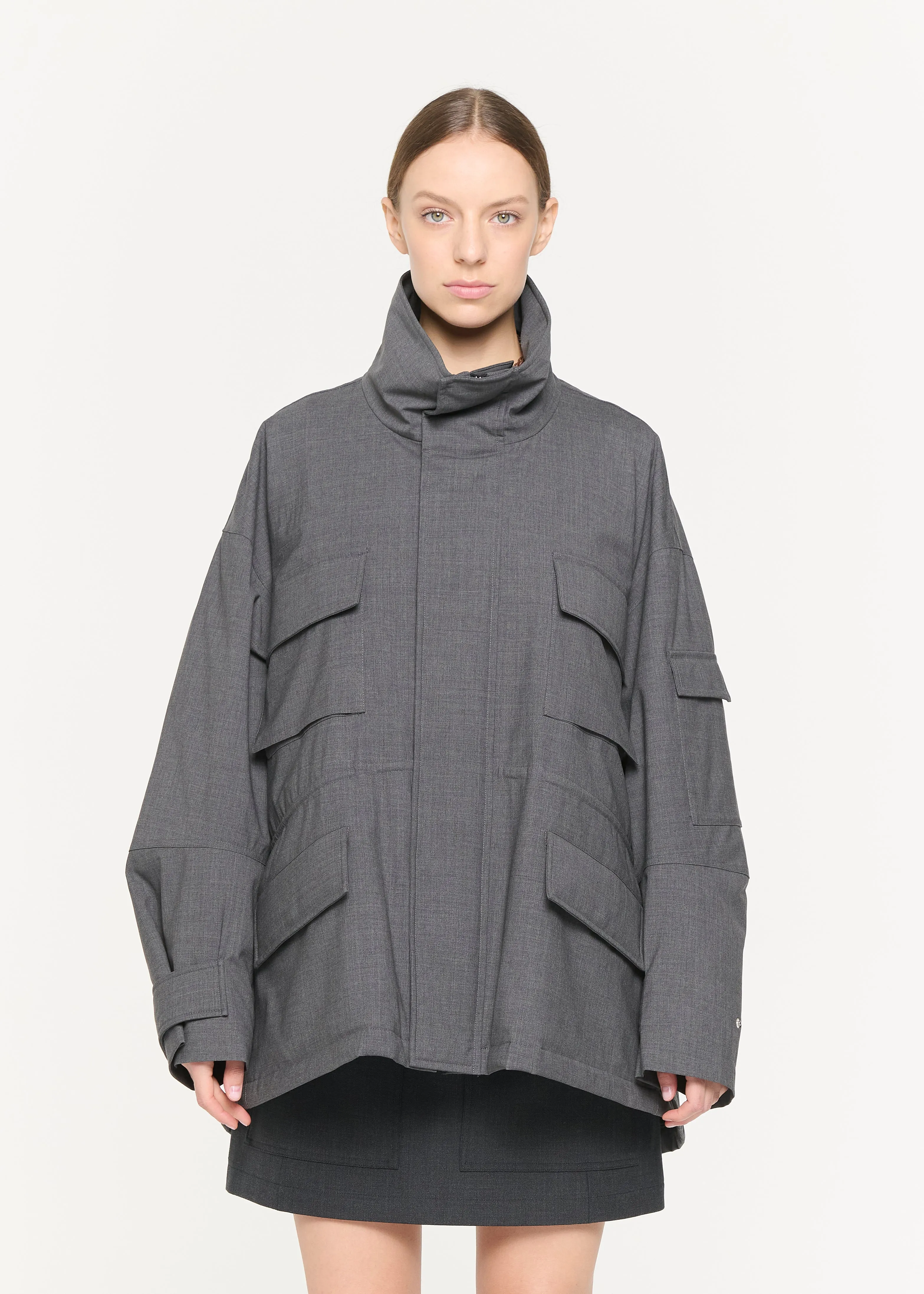 GREY WOOL CARGO JACKET sold by Plan C product image thumbnail 3