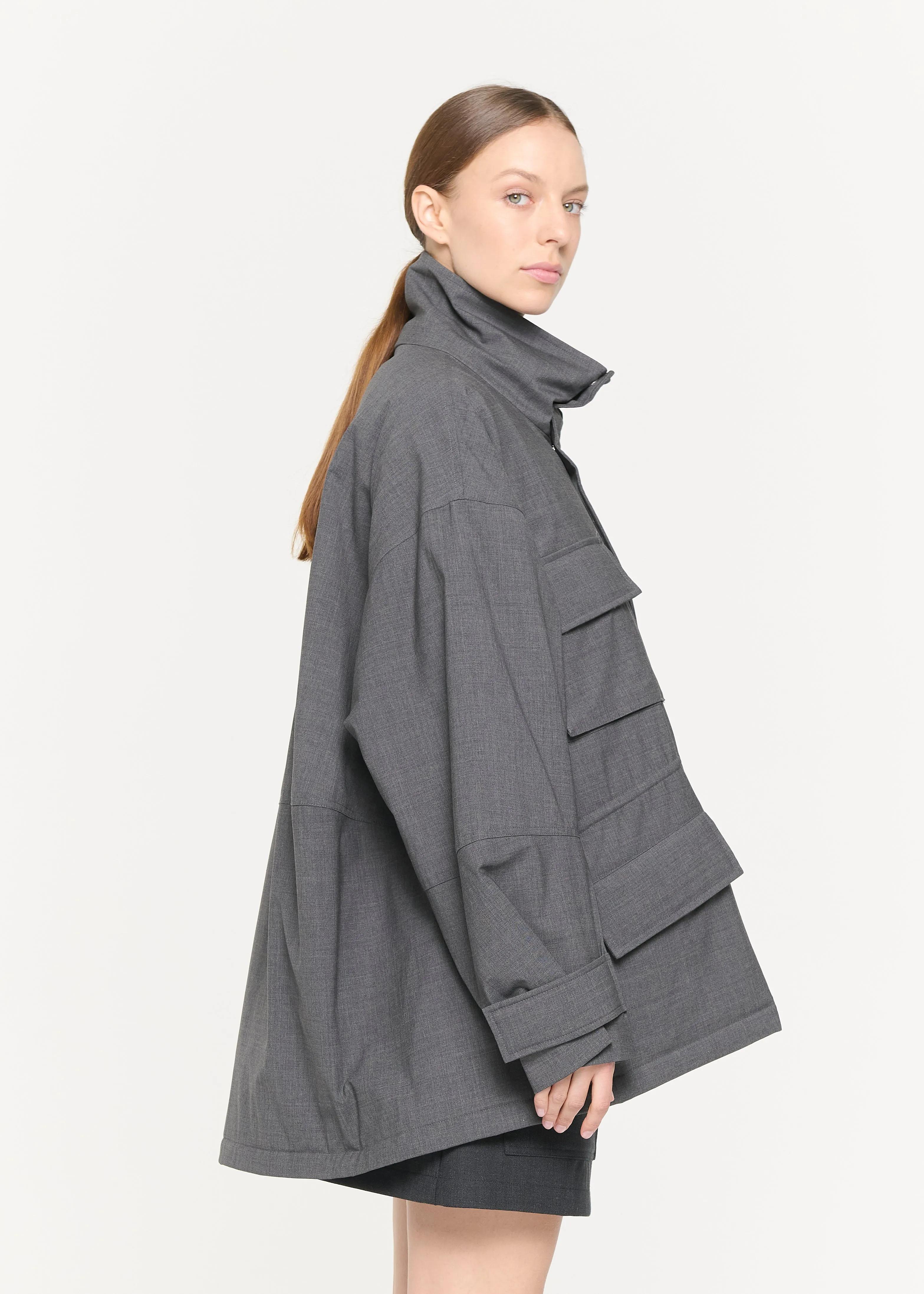 GREY WOOL CARGO JACKET sold by Plan C product image thumbnail 5