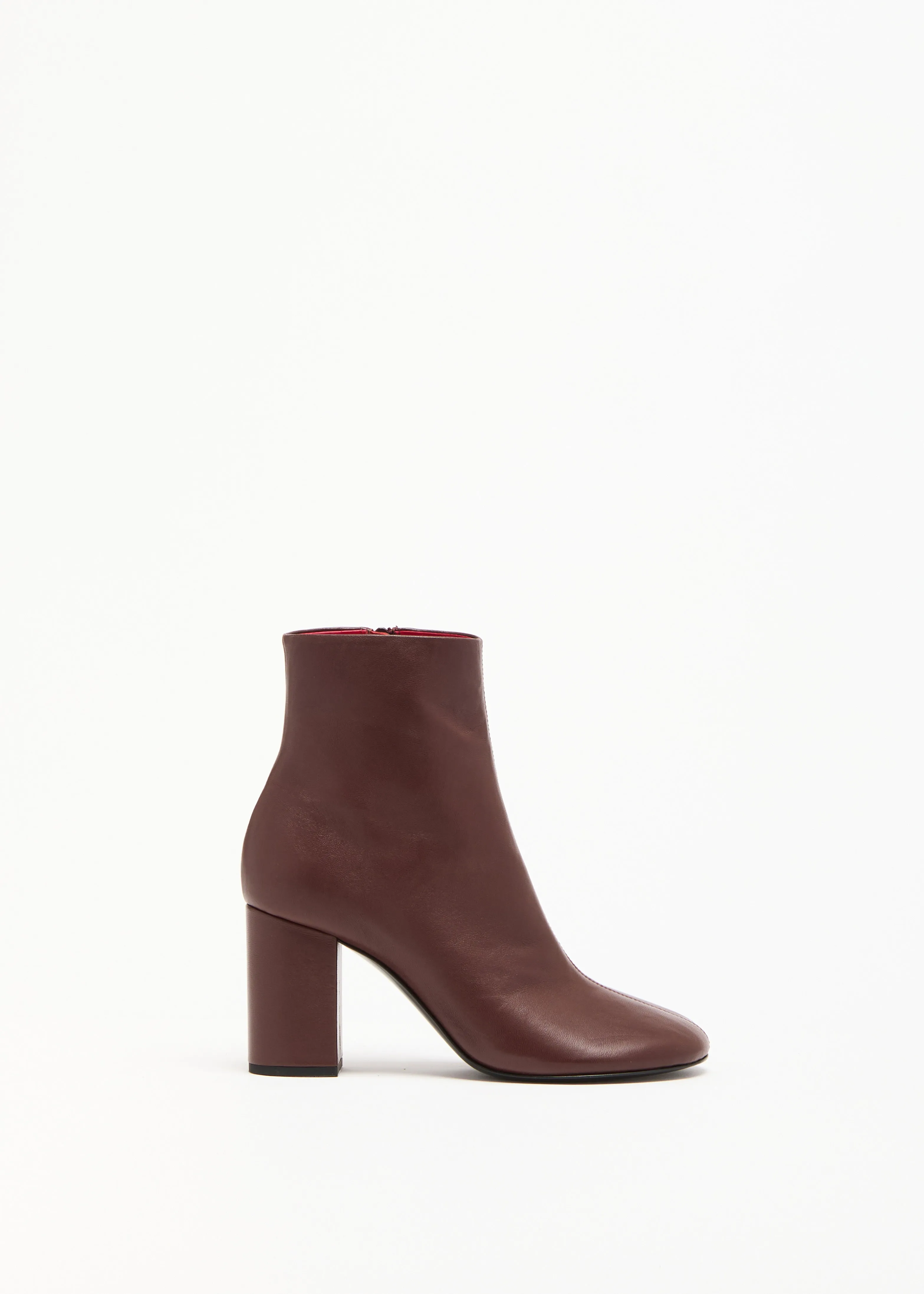 BROWN LEATHER HEELED ANKLE BOOTS sold by Plan C
