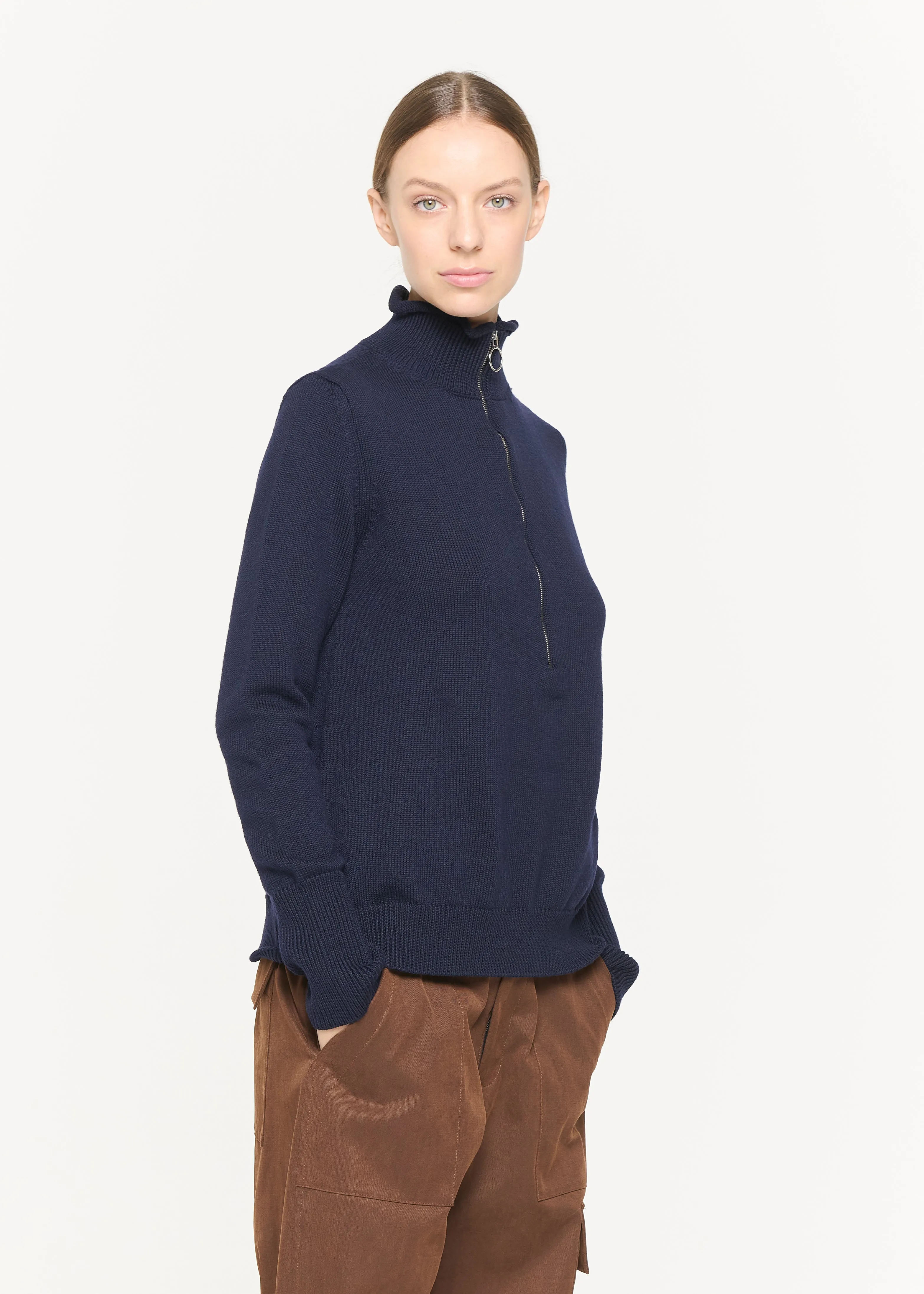 DARK BLUE ZIPPED POLO KNIT sold by Plan C product image thumbnail 4