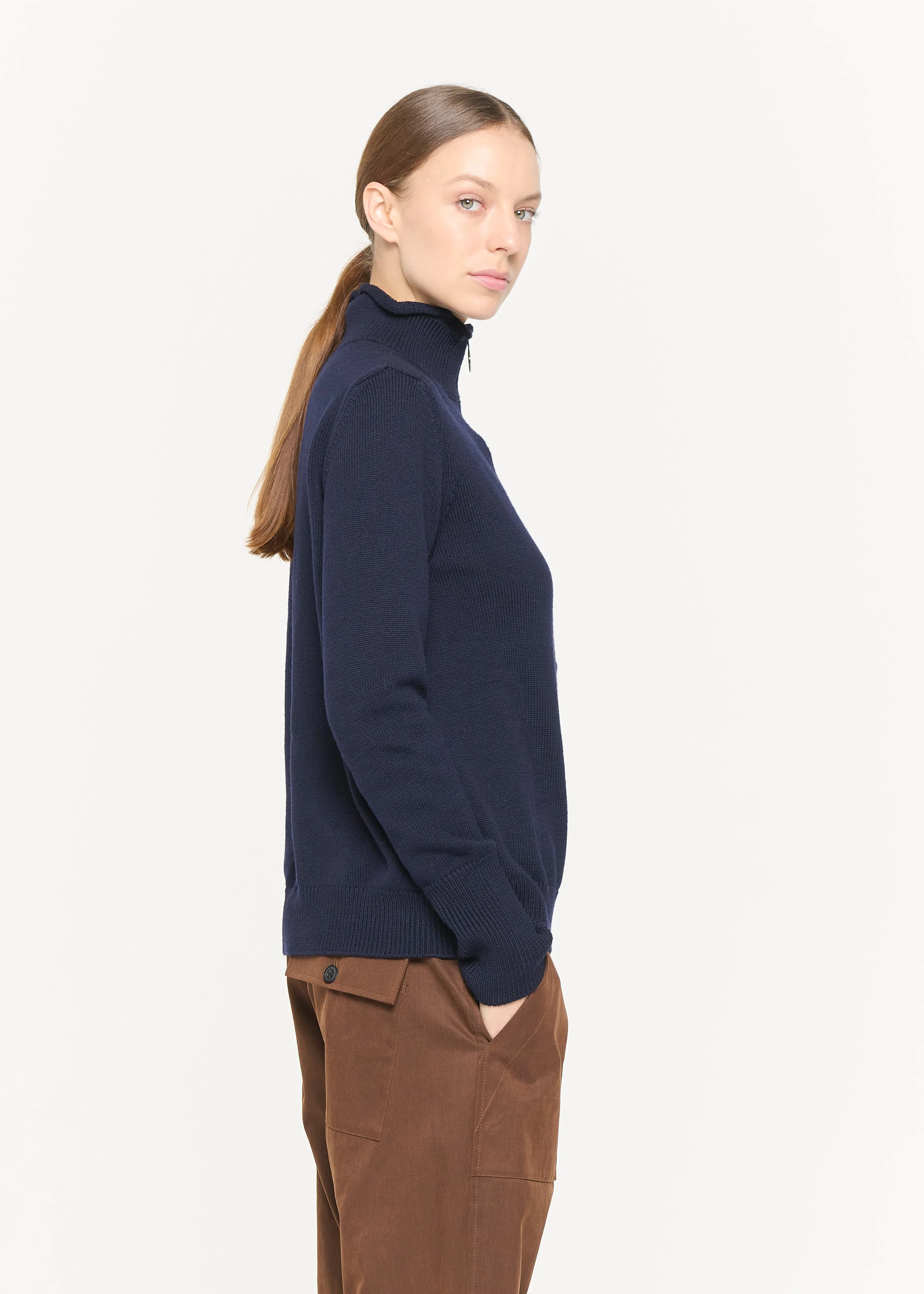 DARK BLUE ZIPPED POLO KNIT sold by Plan C product image thumbnail 5