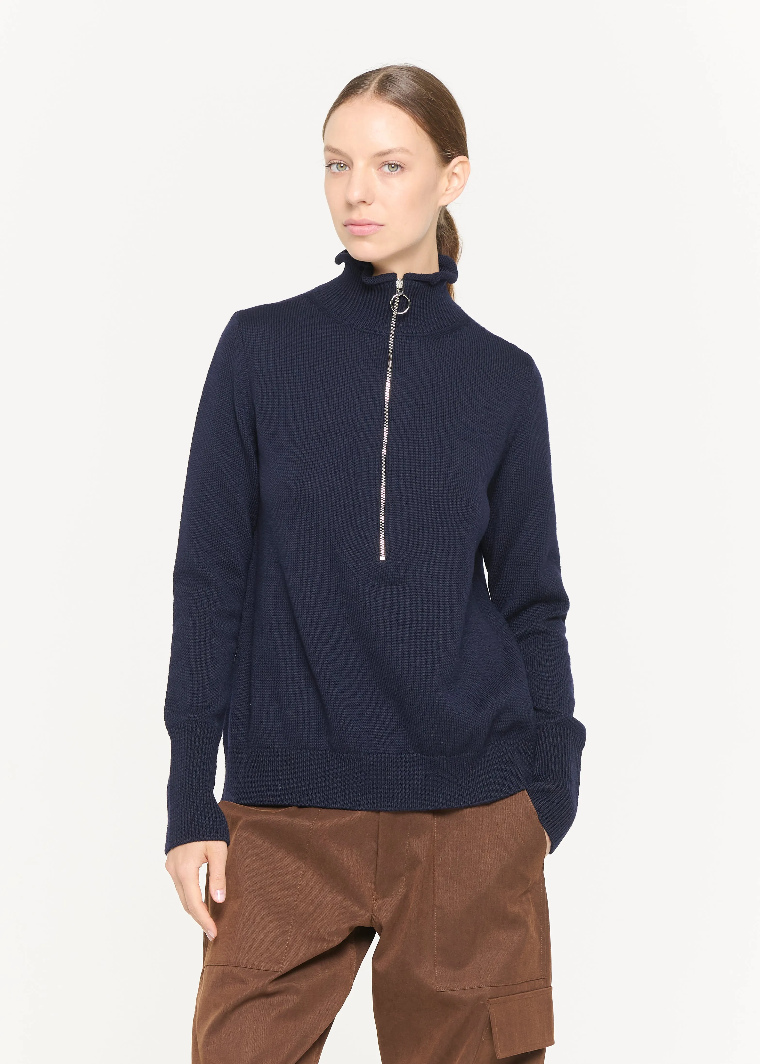 DARK BLUE ZIPPED POLO KNIT sold by Plan C product image thumbnail 3