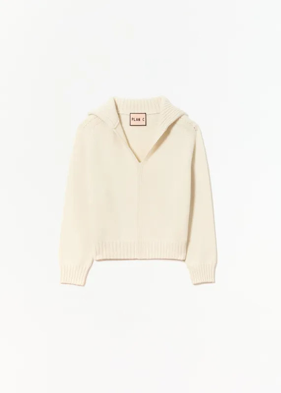 BUTTER V-NECK POLO made by Plan C