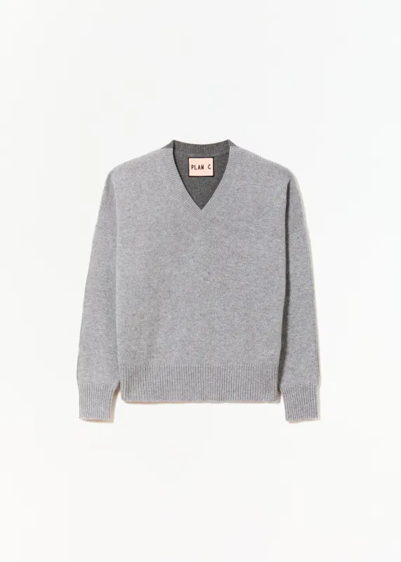 BI-COLOR V-NECK CASHMERE SWEATER made by Plan C