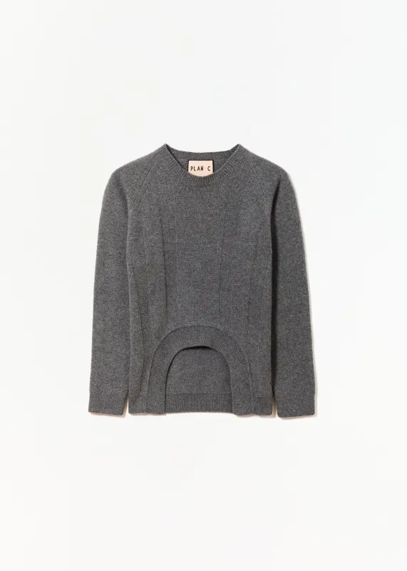 GREY CREW NECK SWEATER made by Plan C