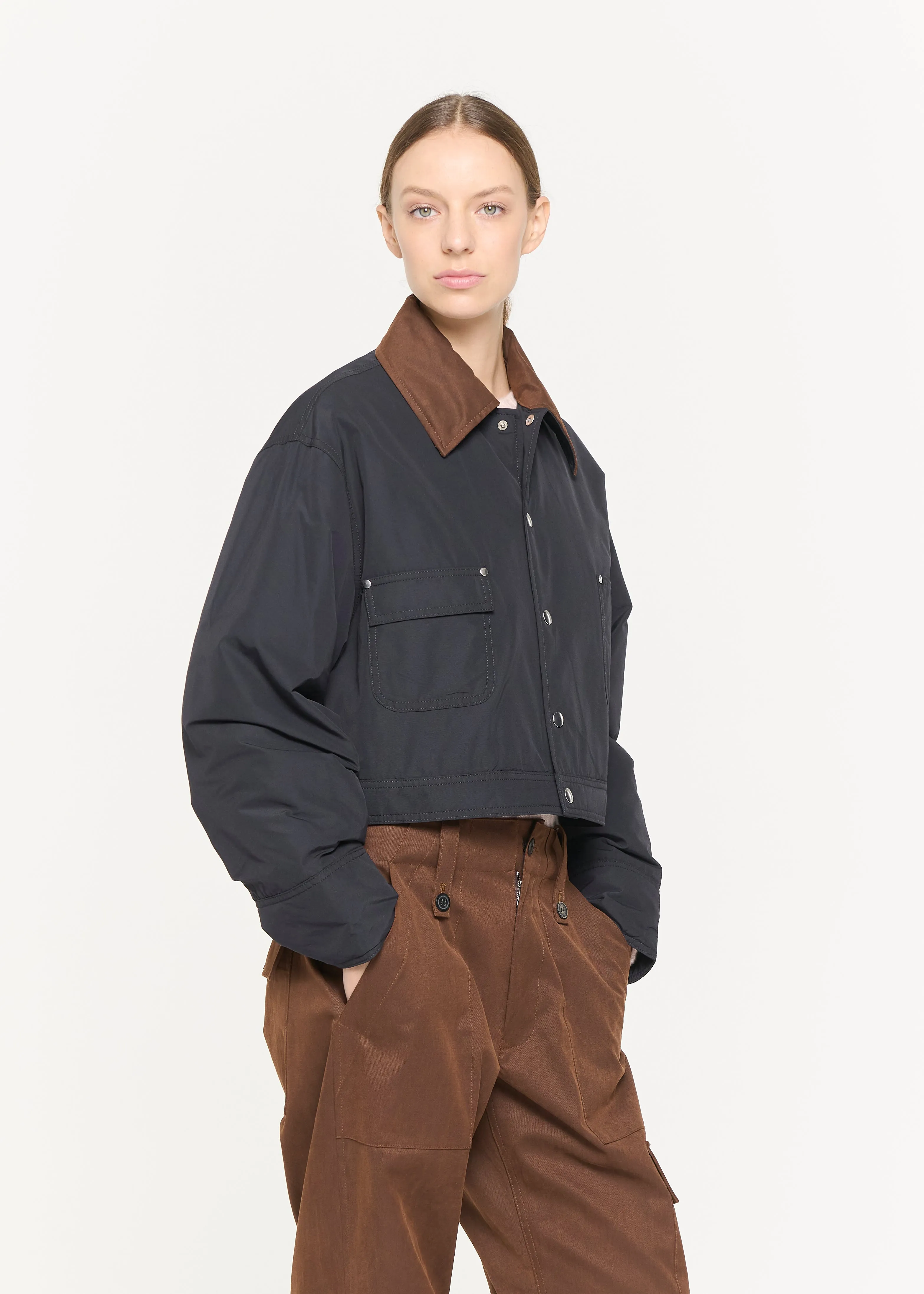 BLACK TAFFETA' CROPPED JACKET sold by Plan C product image thumbnail 5
