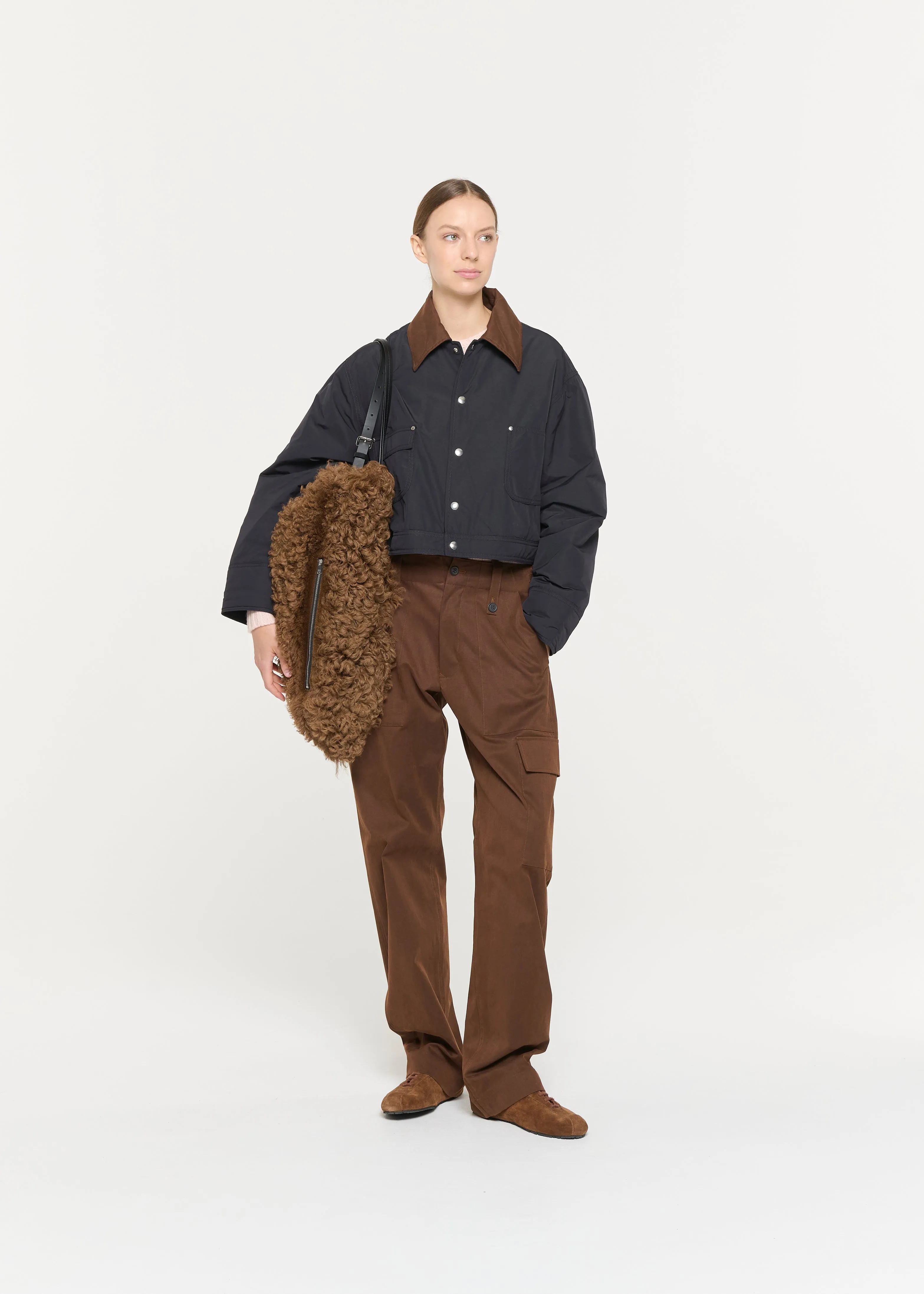 BLACK TAFFETA' CROPPED JACKET sold by Plan C product image thumbnail 2