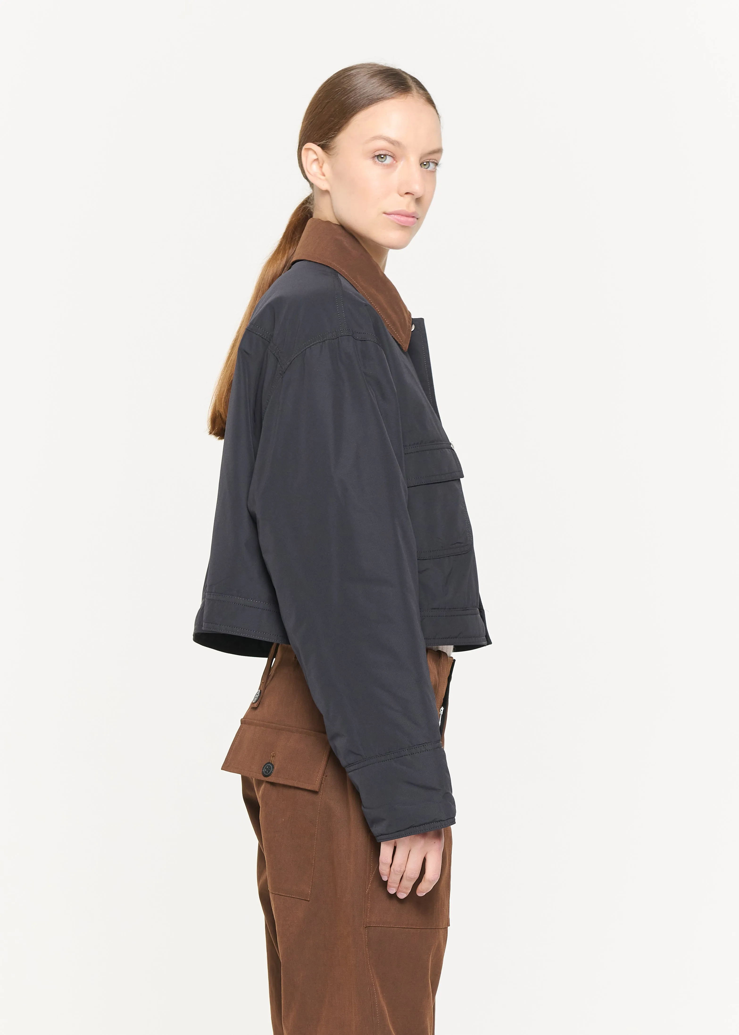 BLACK TAFFETA' CROPPED JACKET sold by Plan C product image thumbnail 4