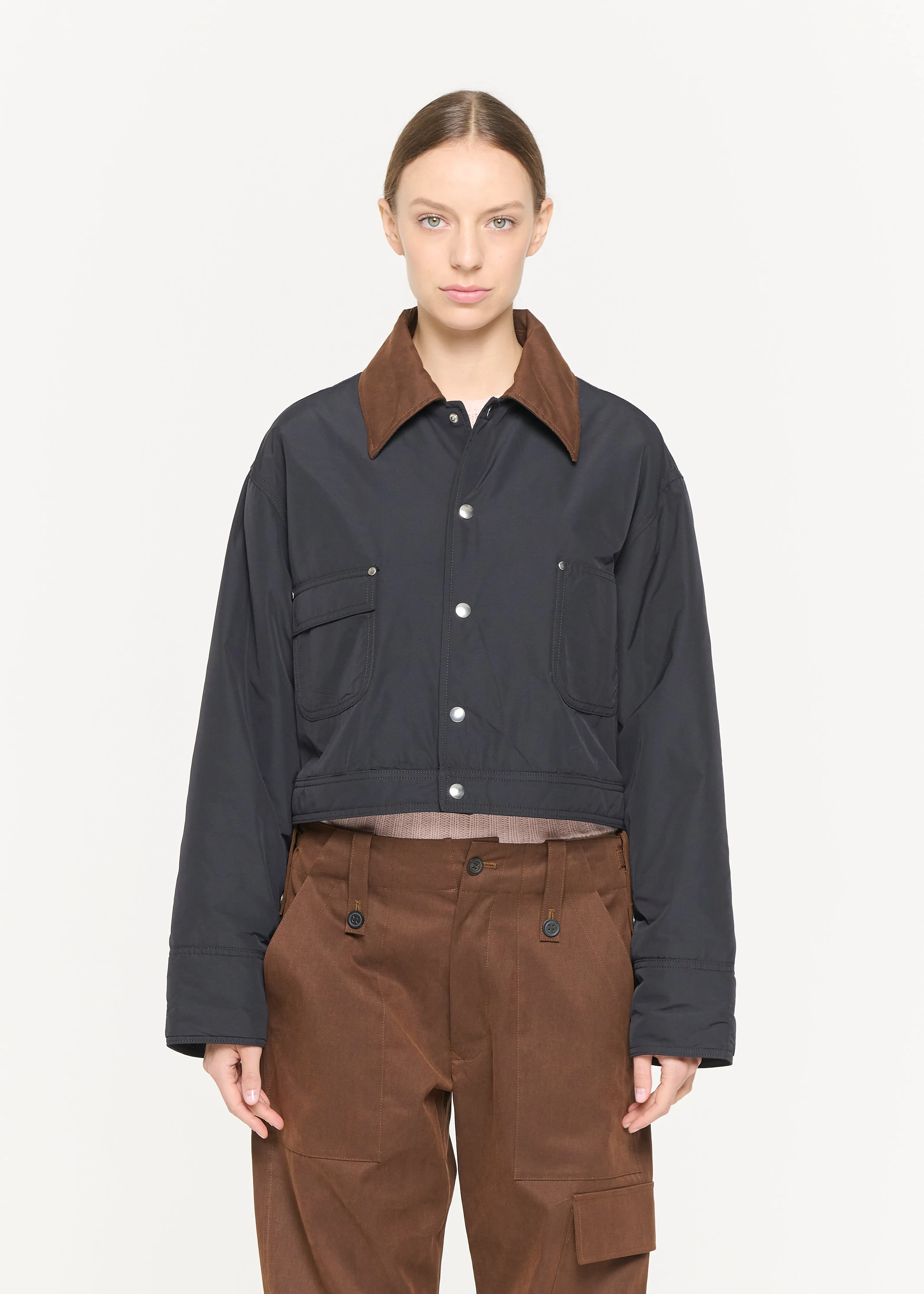 BLACK TAFFETA' CROPPED JACKET sold by Plan C product image thumbnail 3