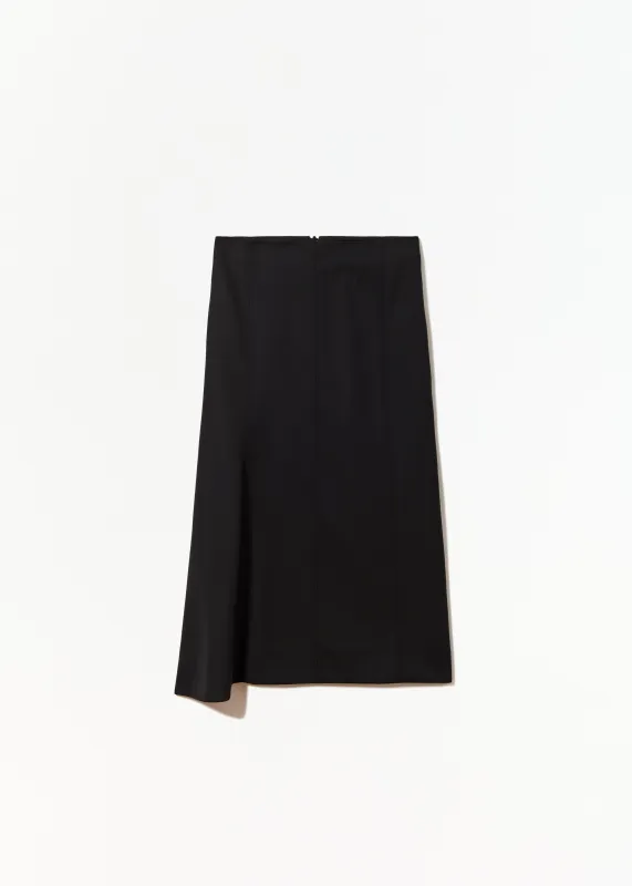 BLACK ASYMMETRIC WOOL SKIRT made by Plan C