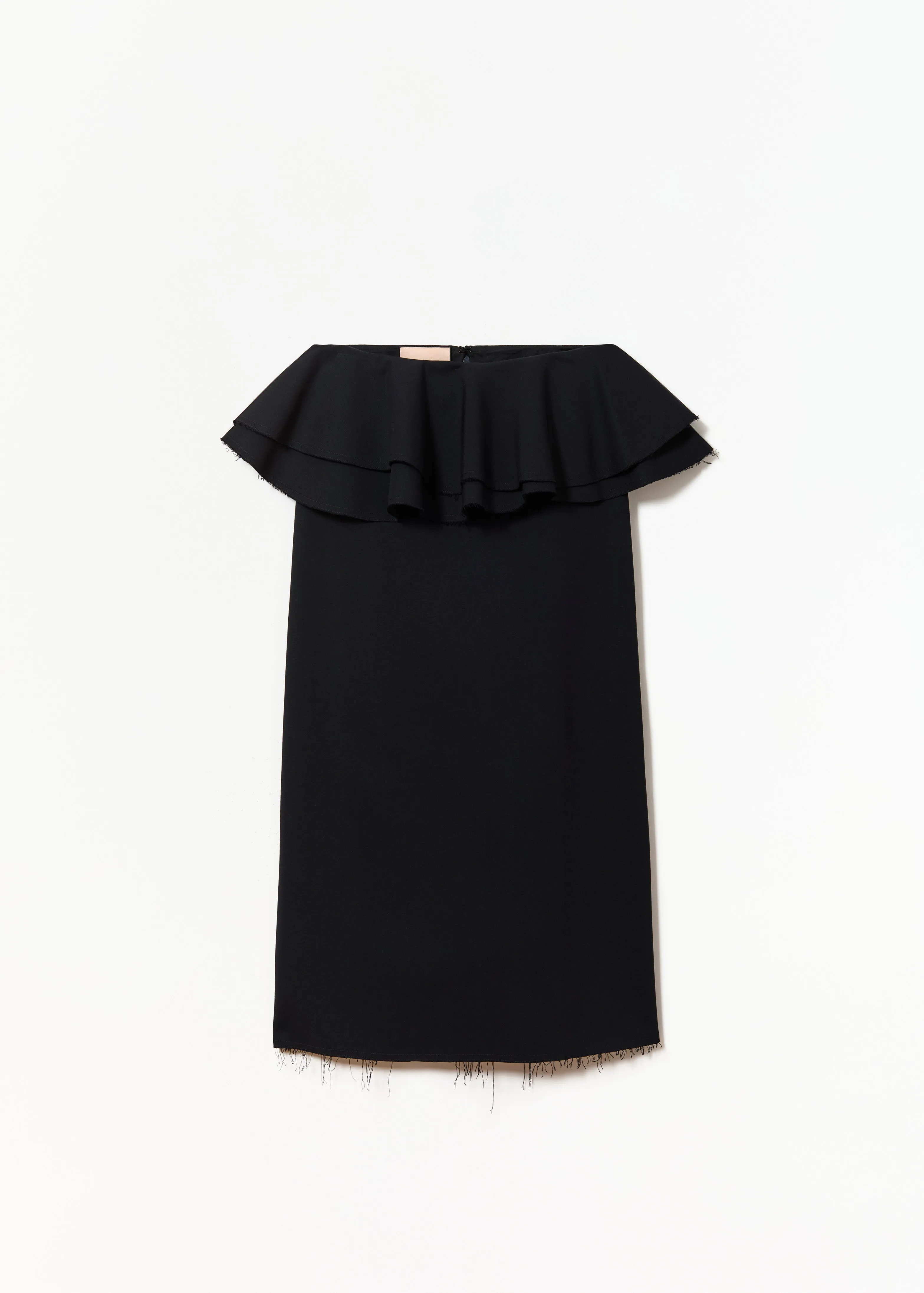 BLUE BLACK MIDI SKIRT WITH RUFFLED WAIST sold by Plan C