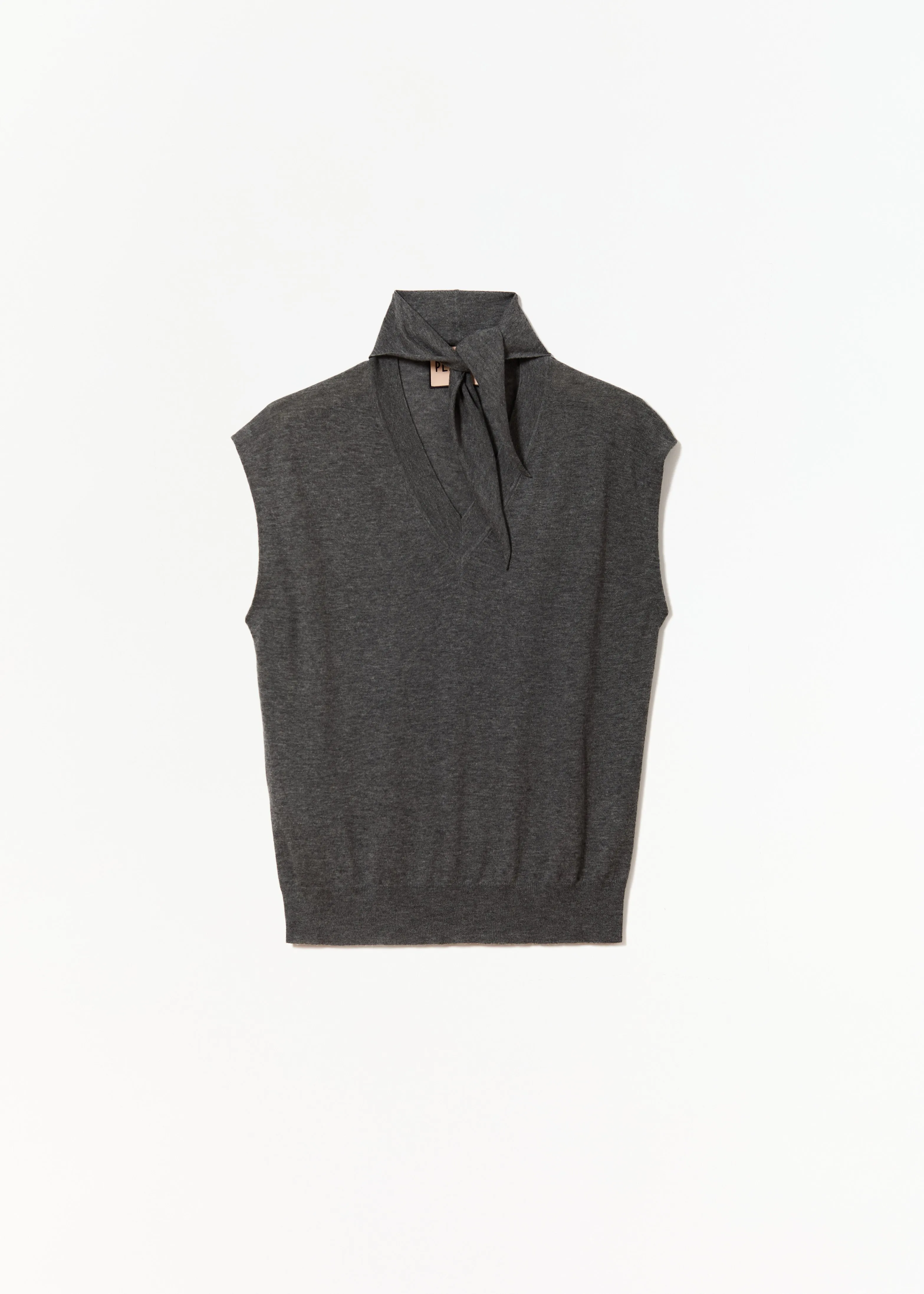 GREY KNIT VEST WITH SHAWL sold by Plan C