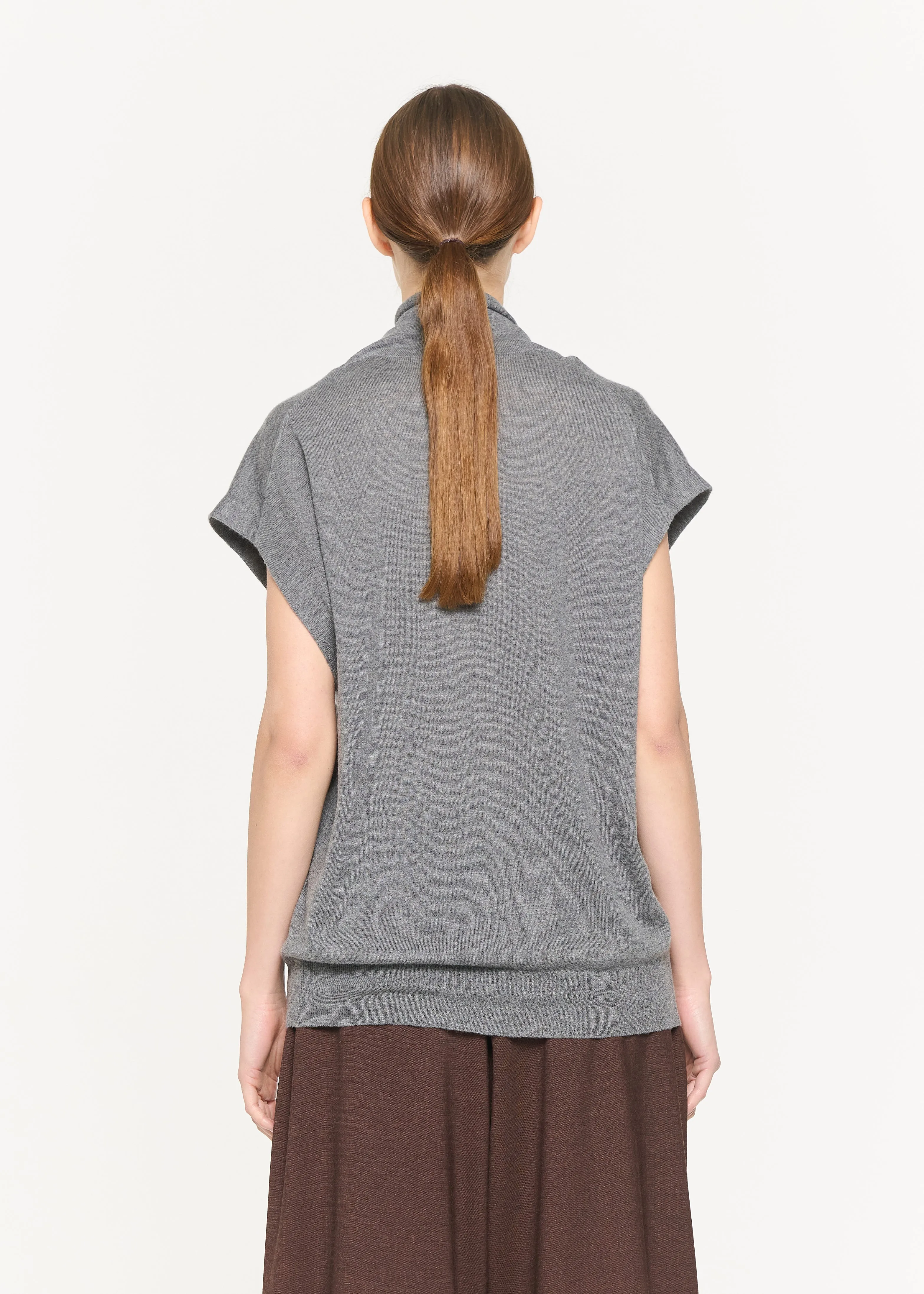 GREY KNIT VEST WITH SHAWL sold by Plan C product image thumbnail 5