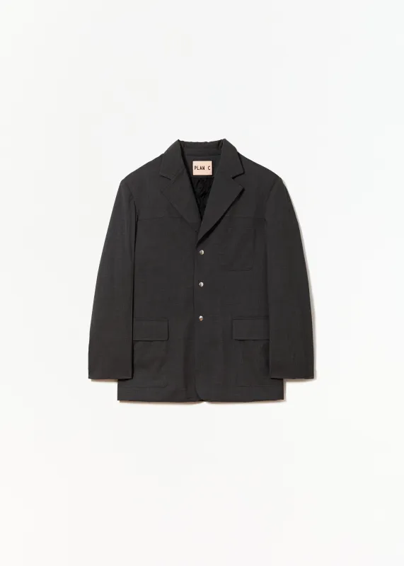 GREY TECHNICAL WOOL PADDED BLAZER made by Plan C