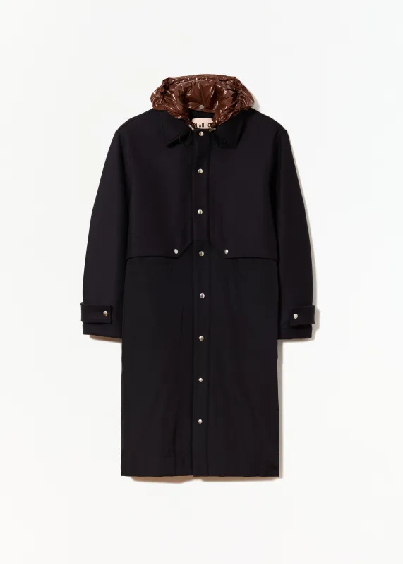 DOUBLE WOOL HOODED COAT made by Plan C