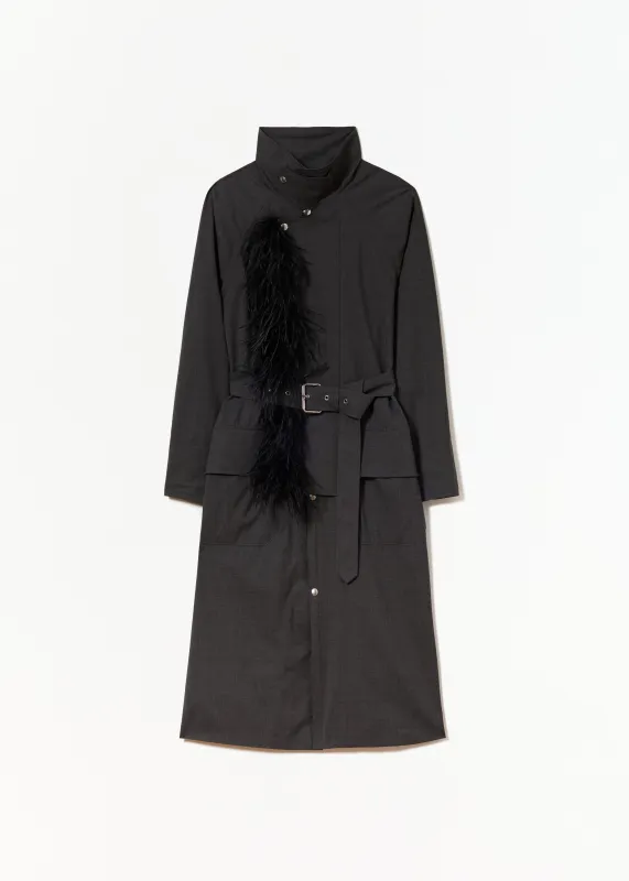 GREY MELANGE BELTED TRENCH COAT made by Plan C