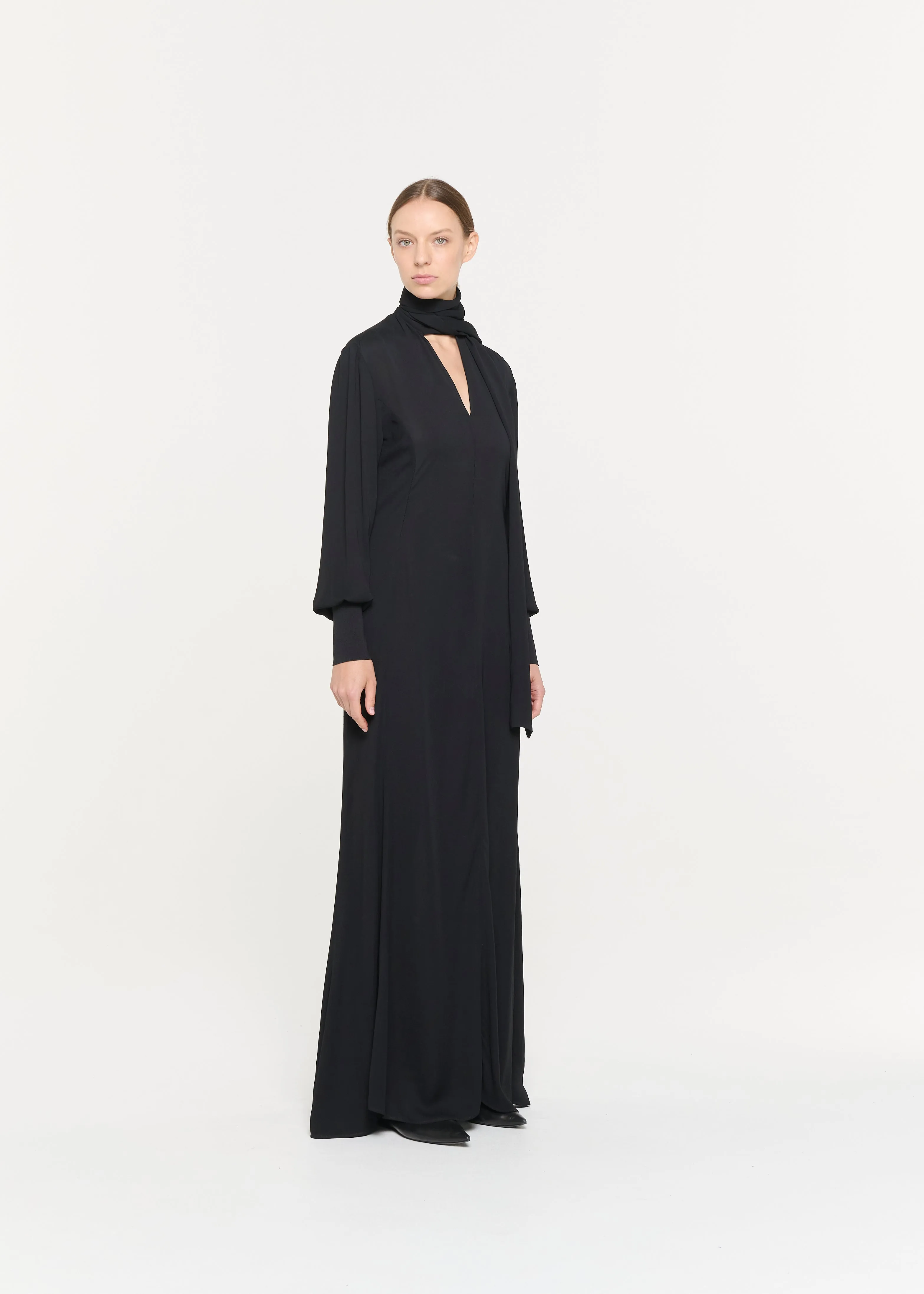 BLACK GEORGETTE LONG DRESS sold by Plan C product image thumbnail 4
