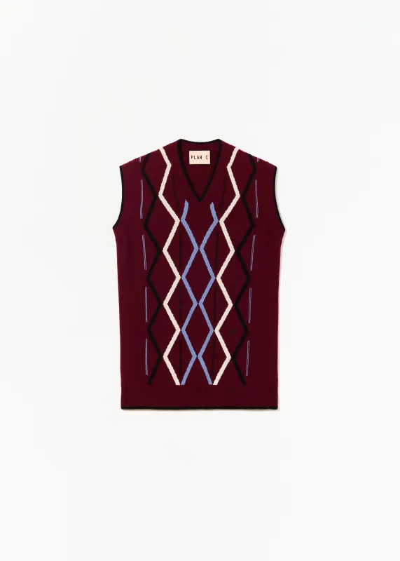 ARGYLE  V-NECK CASHMERE VEST made by Plan C