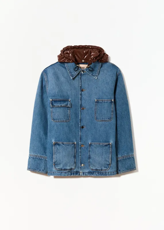 CARGO HOODED DENIM JACKET sold by Plan C