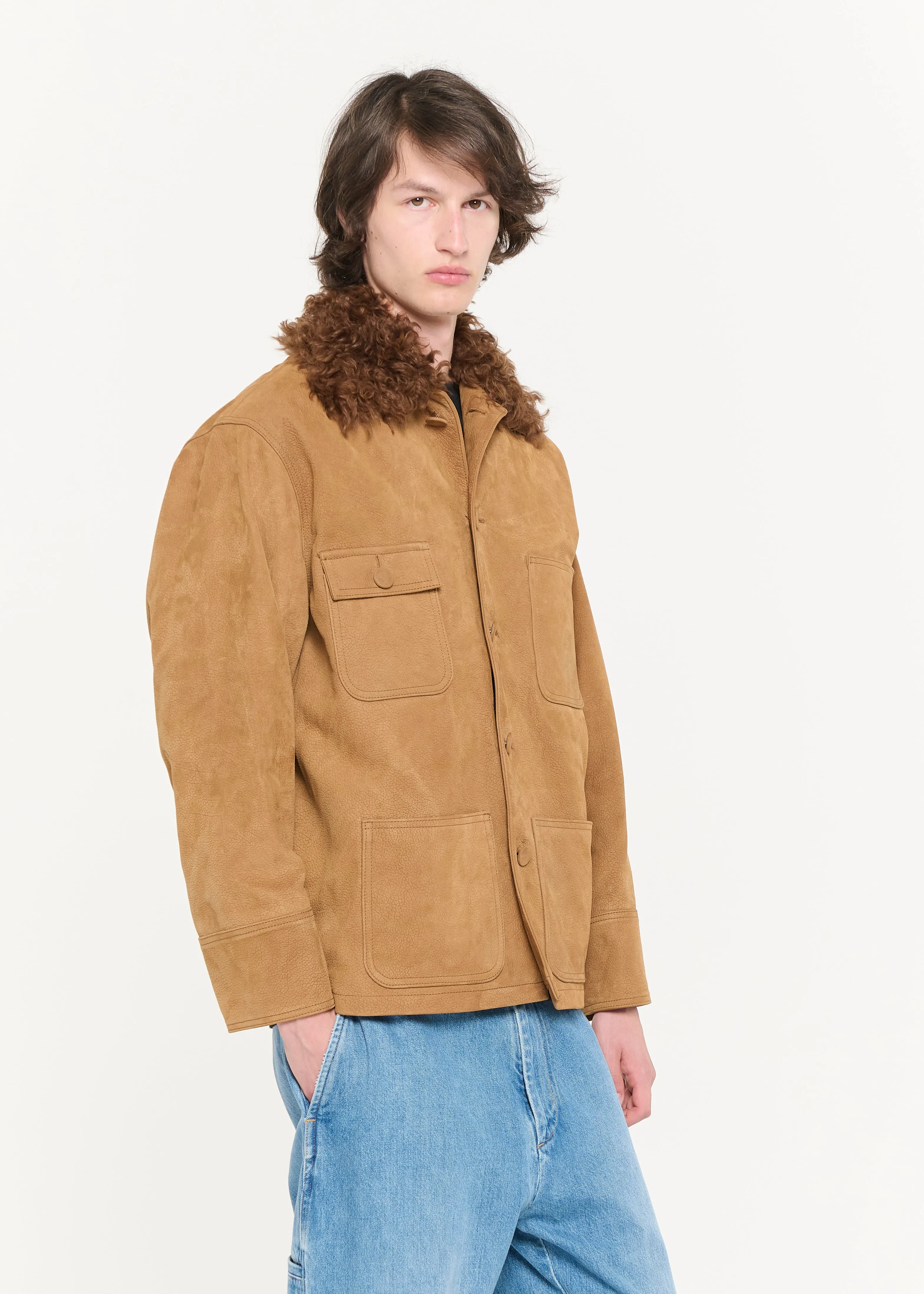 TOBACCO HAMMERED LEATHER JACKET sold by Plan C product image thumbnail 5