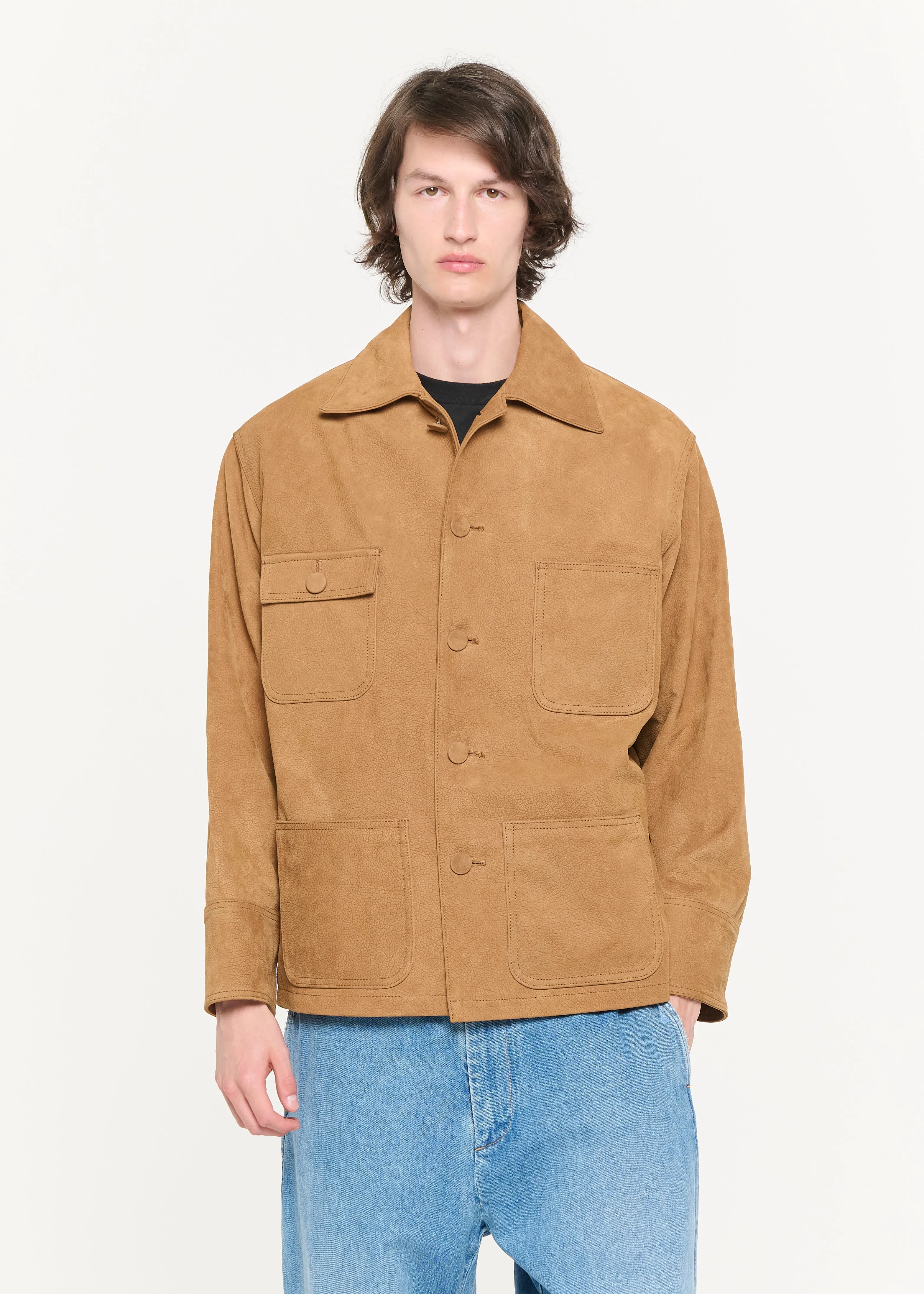 TOBACCO HAMMERED LEATHER JACKET sold by Plan C product image thumbnail 2