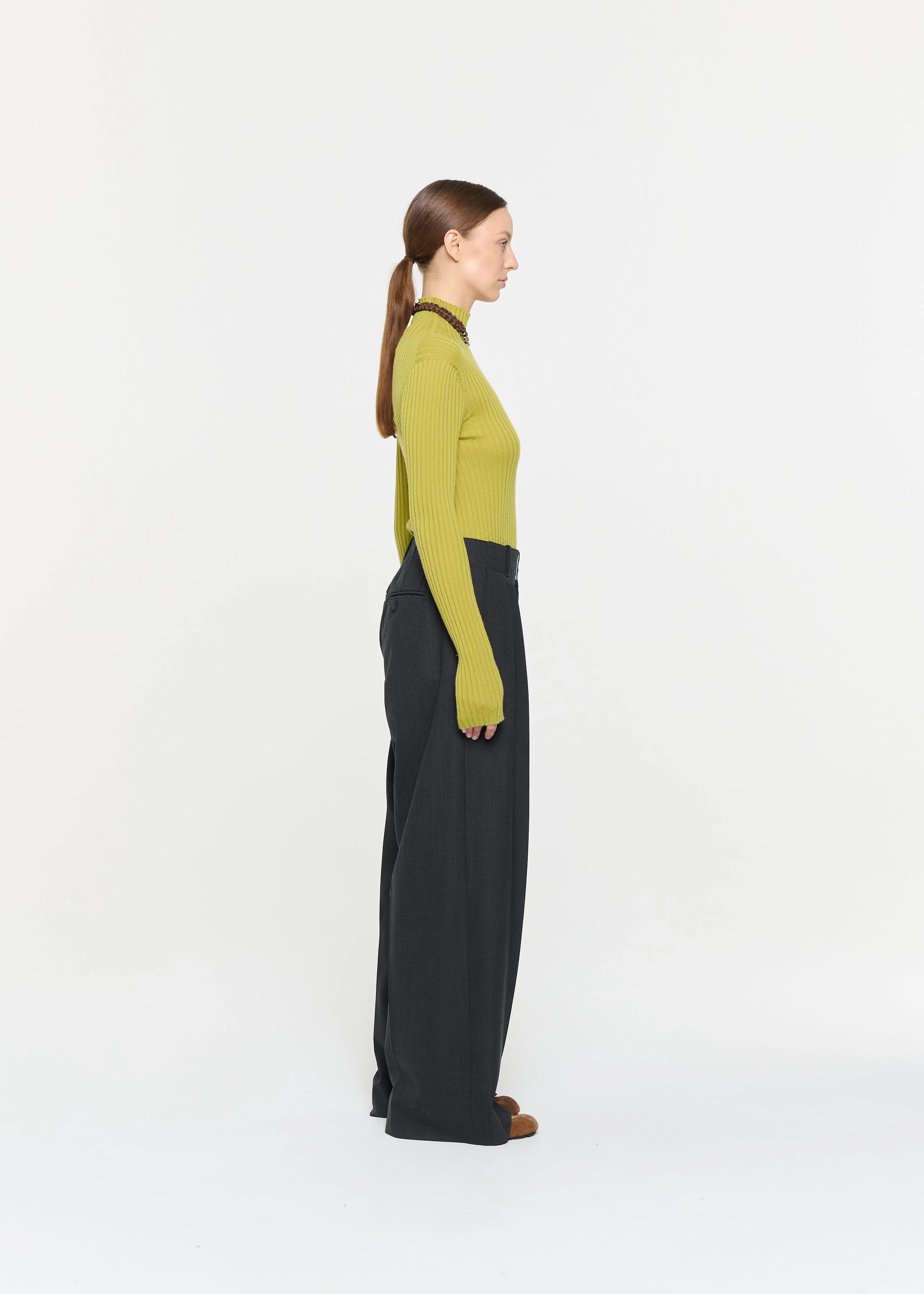 ANTHRACITE MELANGE PLEATED PANTS sold by Plan C product image thumbnail 4