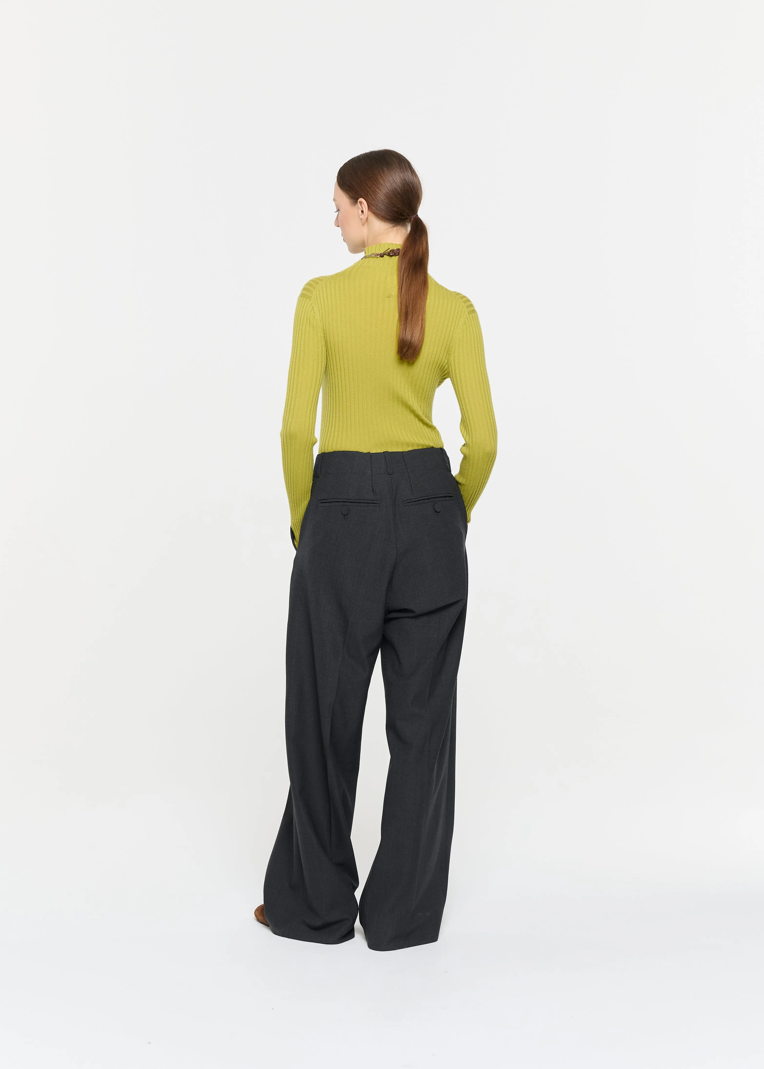 ANTHRACITE MELANGE PLEATED PANTS sold by Plan C product image thumbnail 5