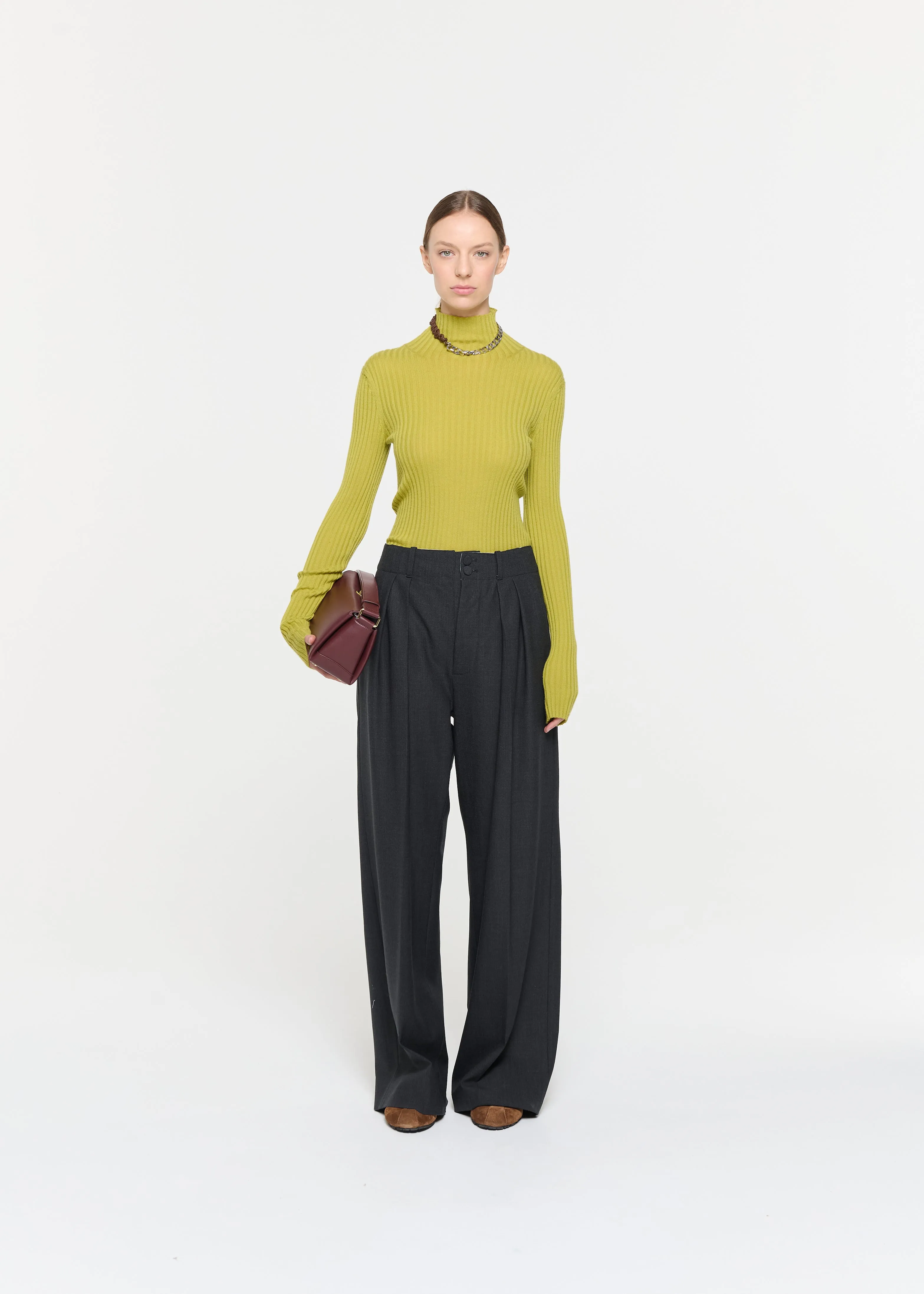 ANTHRACITE MELANGE PLEATED PANTS sold by Plan C product image thumbnail 2