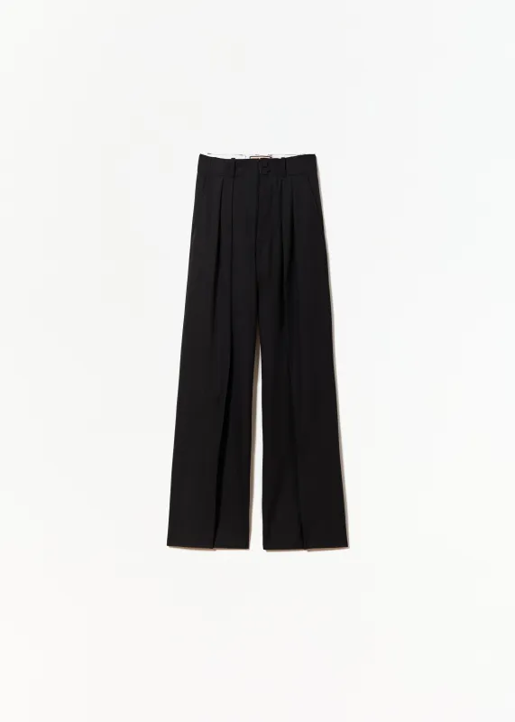 ANTHRACITE MELANGE PLEATED PANTS made by Plan C