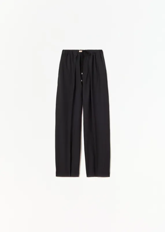 ANTHRACITE MELANGE PLEATED PANTS WITH COULISSE sold by Plan C