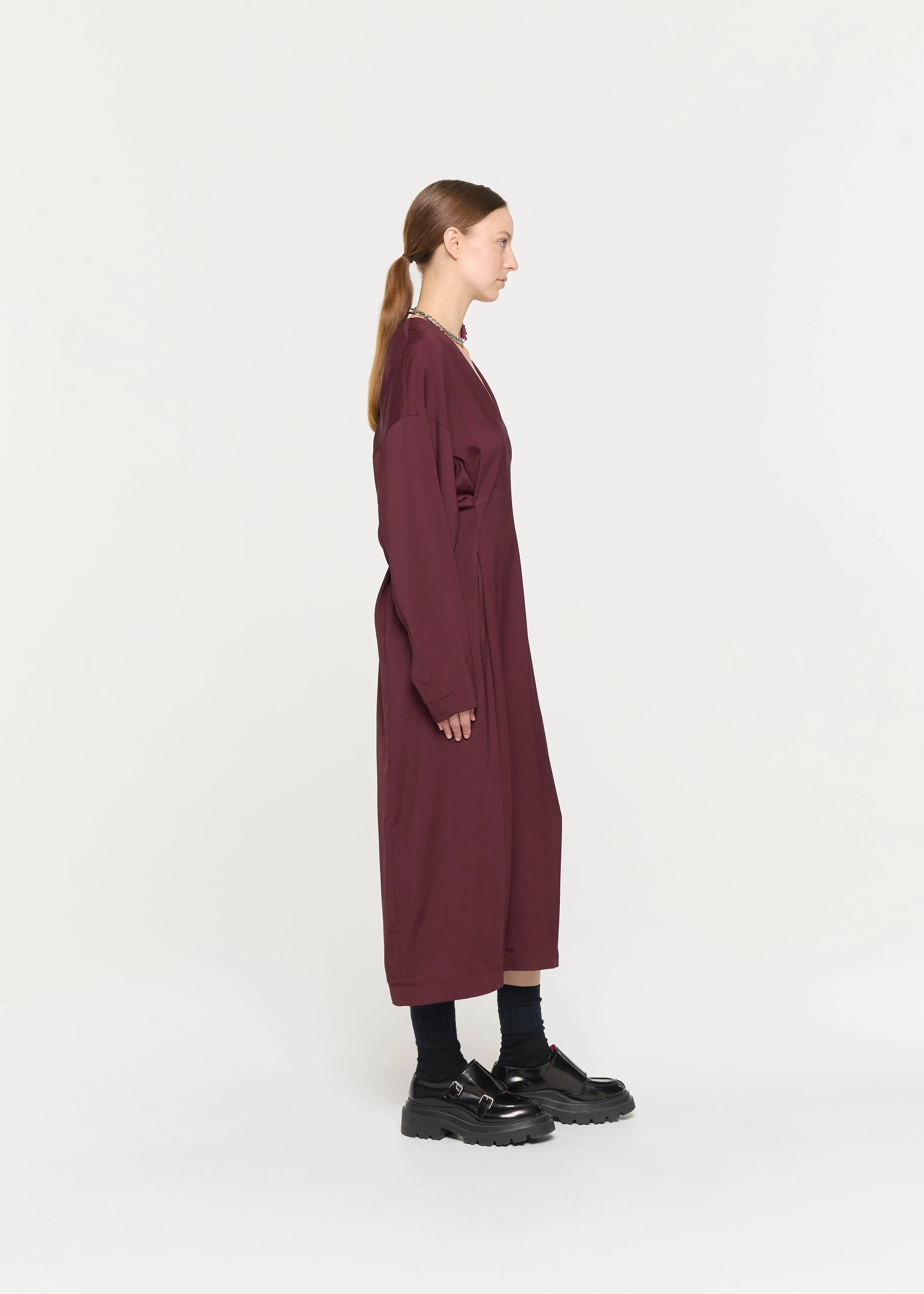 V-NECK DARK BURGUNDY DRESS sold by Plan C product image thumbnail 4