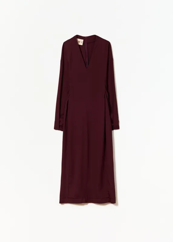 V-NECK DARK BURGUNDY DRESS made by Plan C
