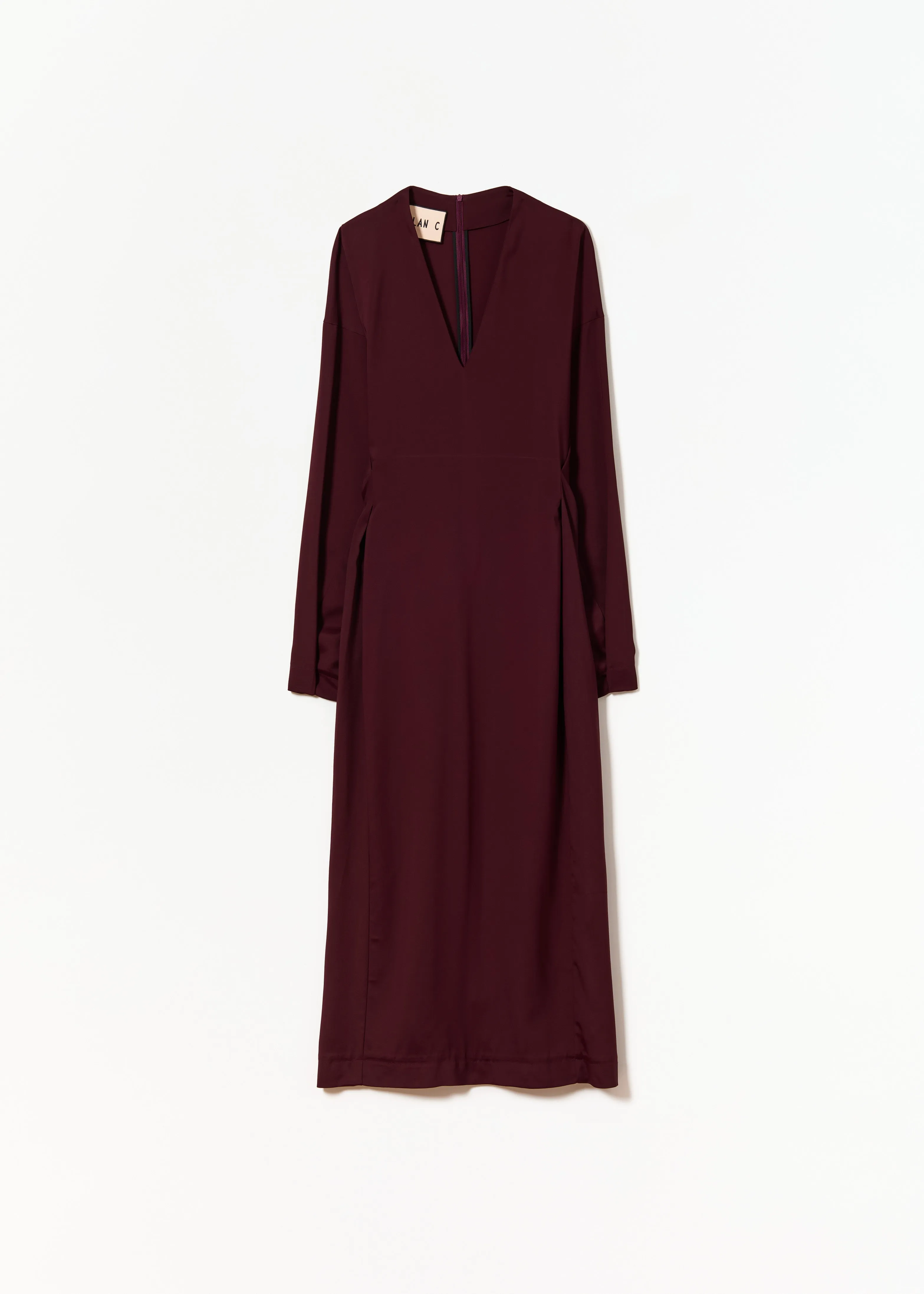 V-NECK DARK BURGUNDY DRESS sold by Plan C